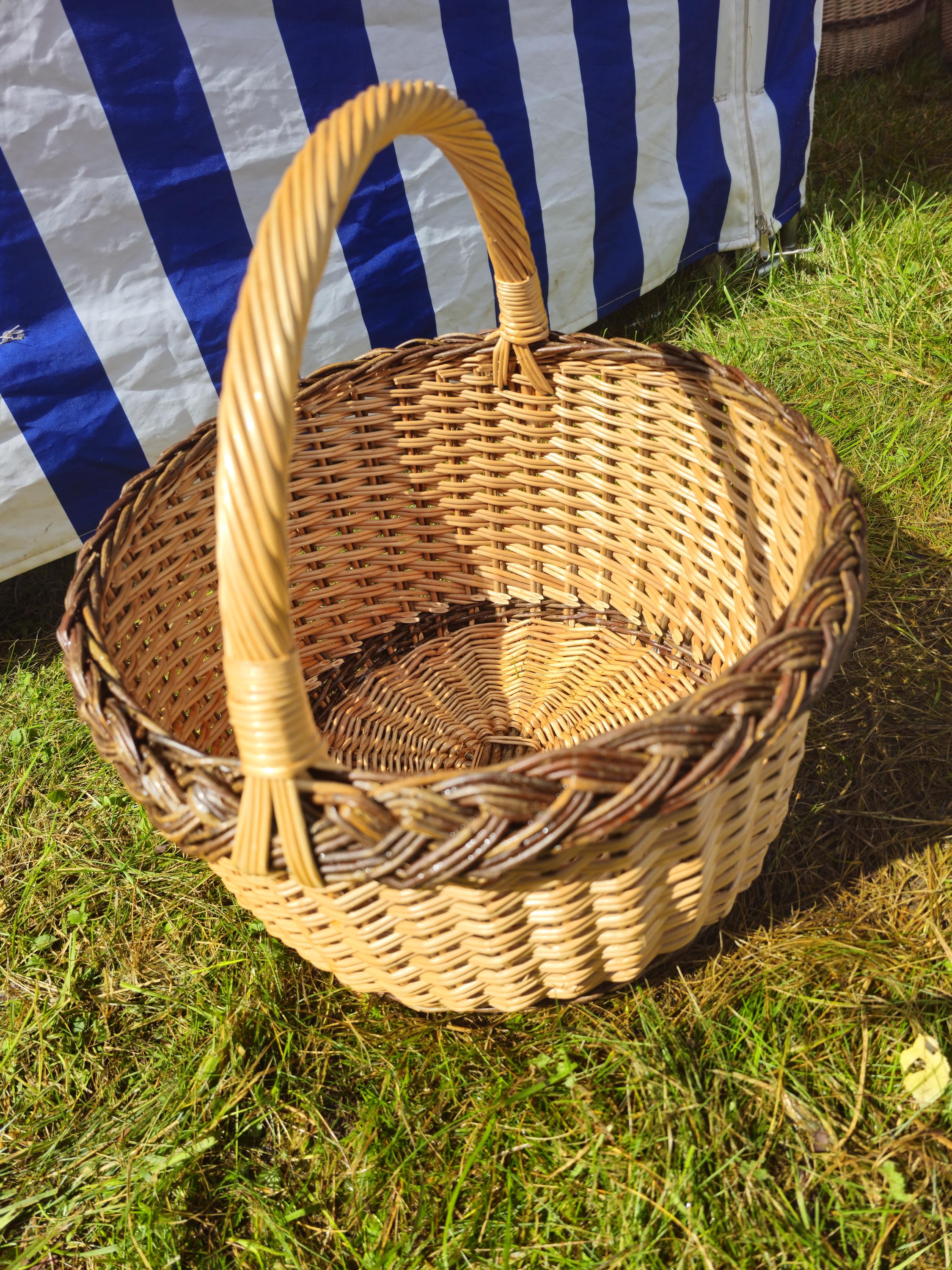 Oval Wicker Mushroom Basket with Braided Rim