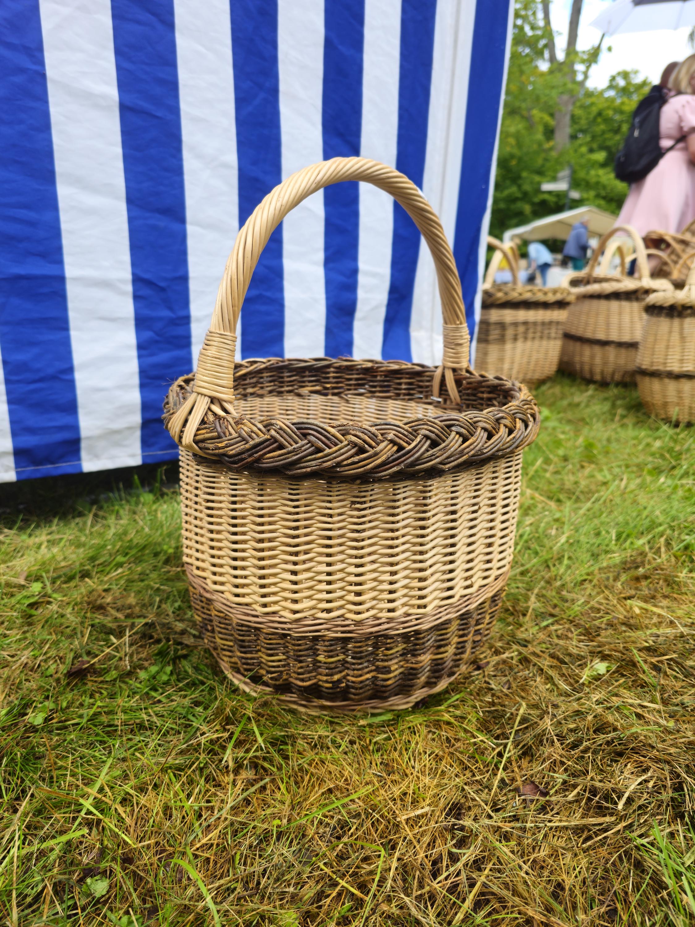 Wicker Basket with Dark Braided Rim