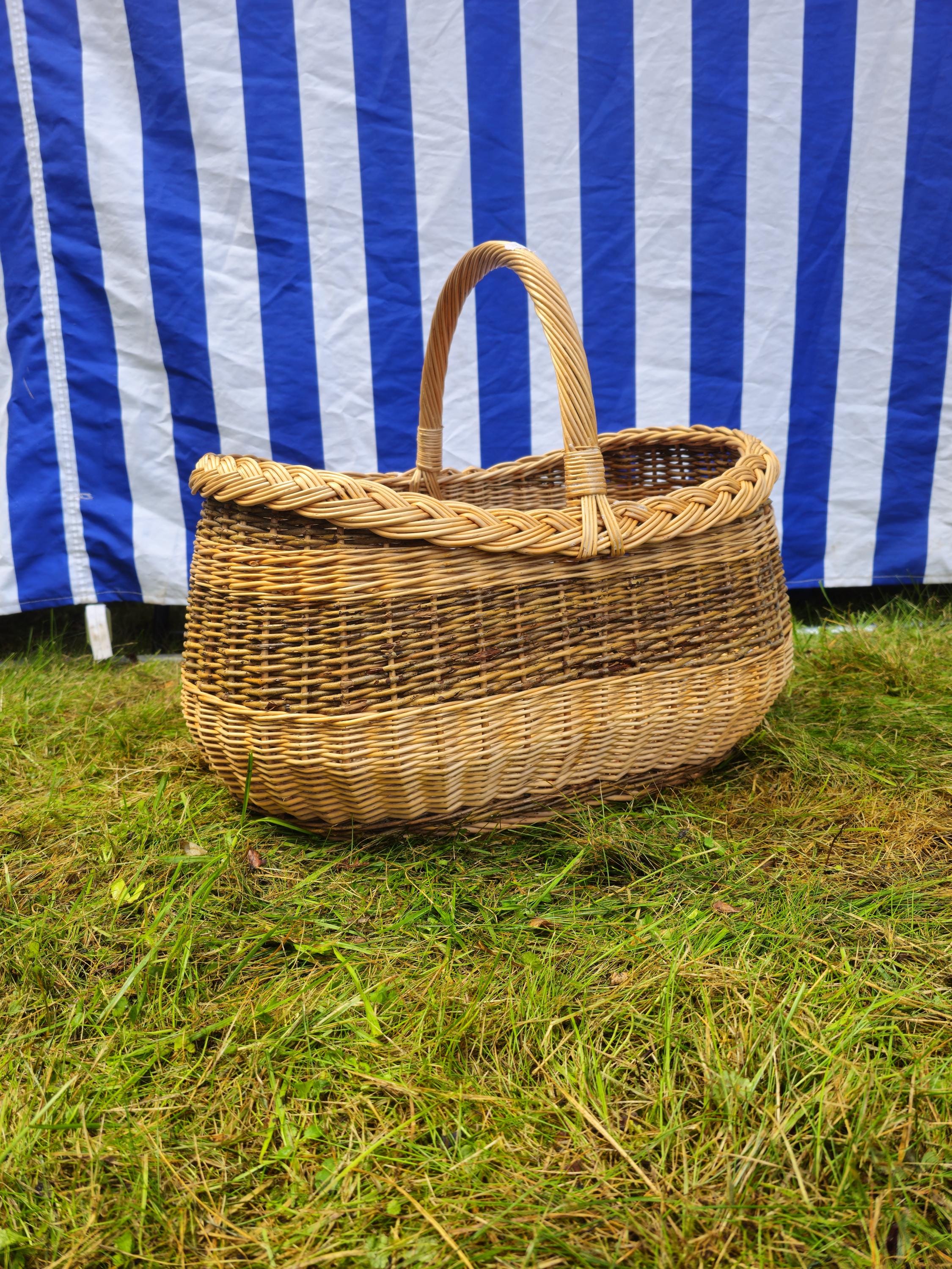 Braided Rim Large Wicker Gathering Basket