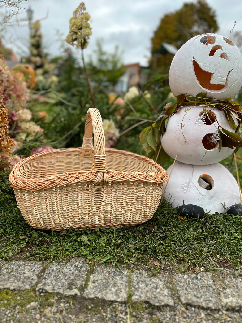 Rectangular Wicker Basket with Braided Handle