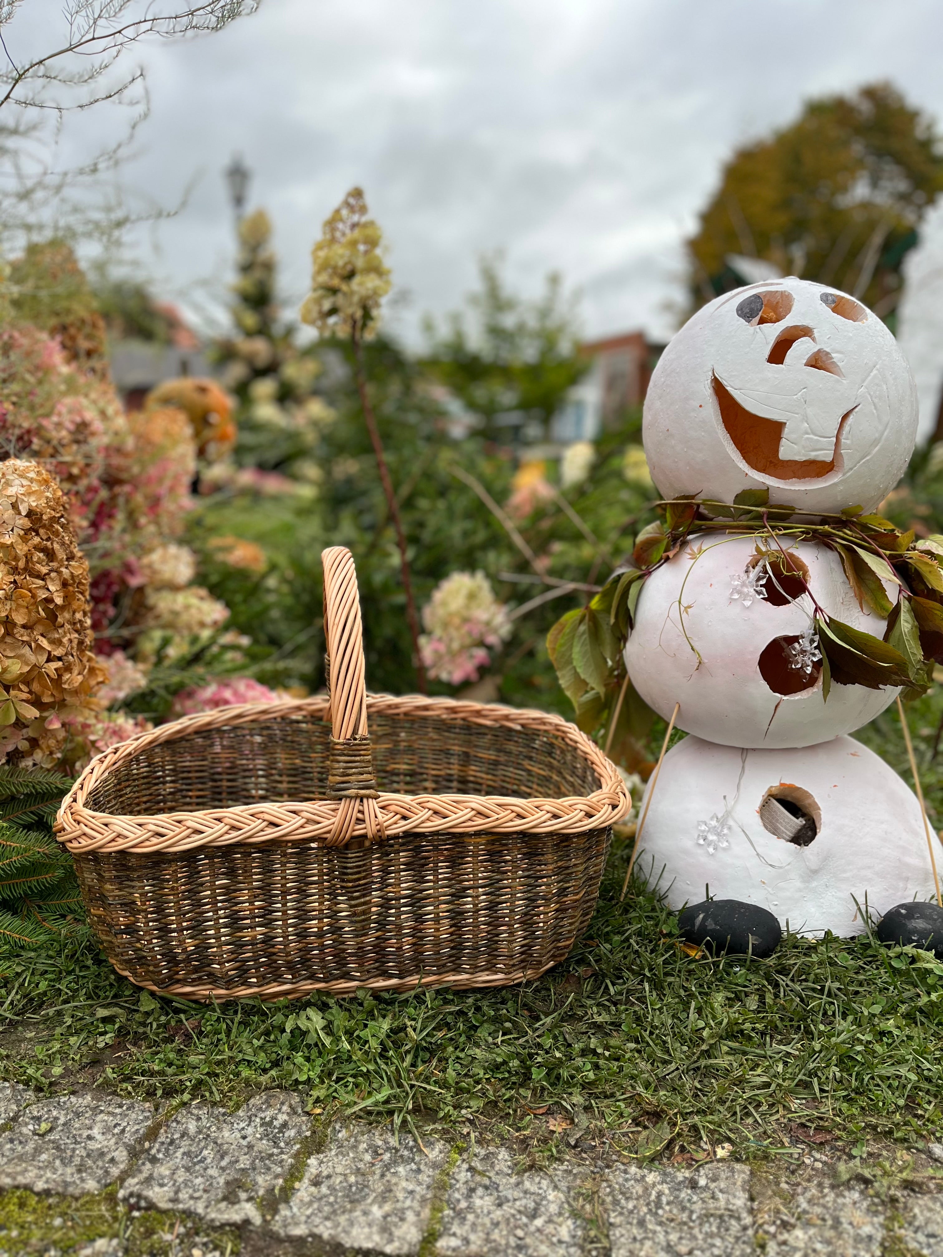 Rectangular Wicker Basket with Braided Handle