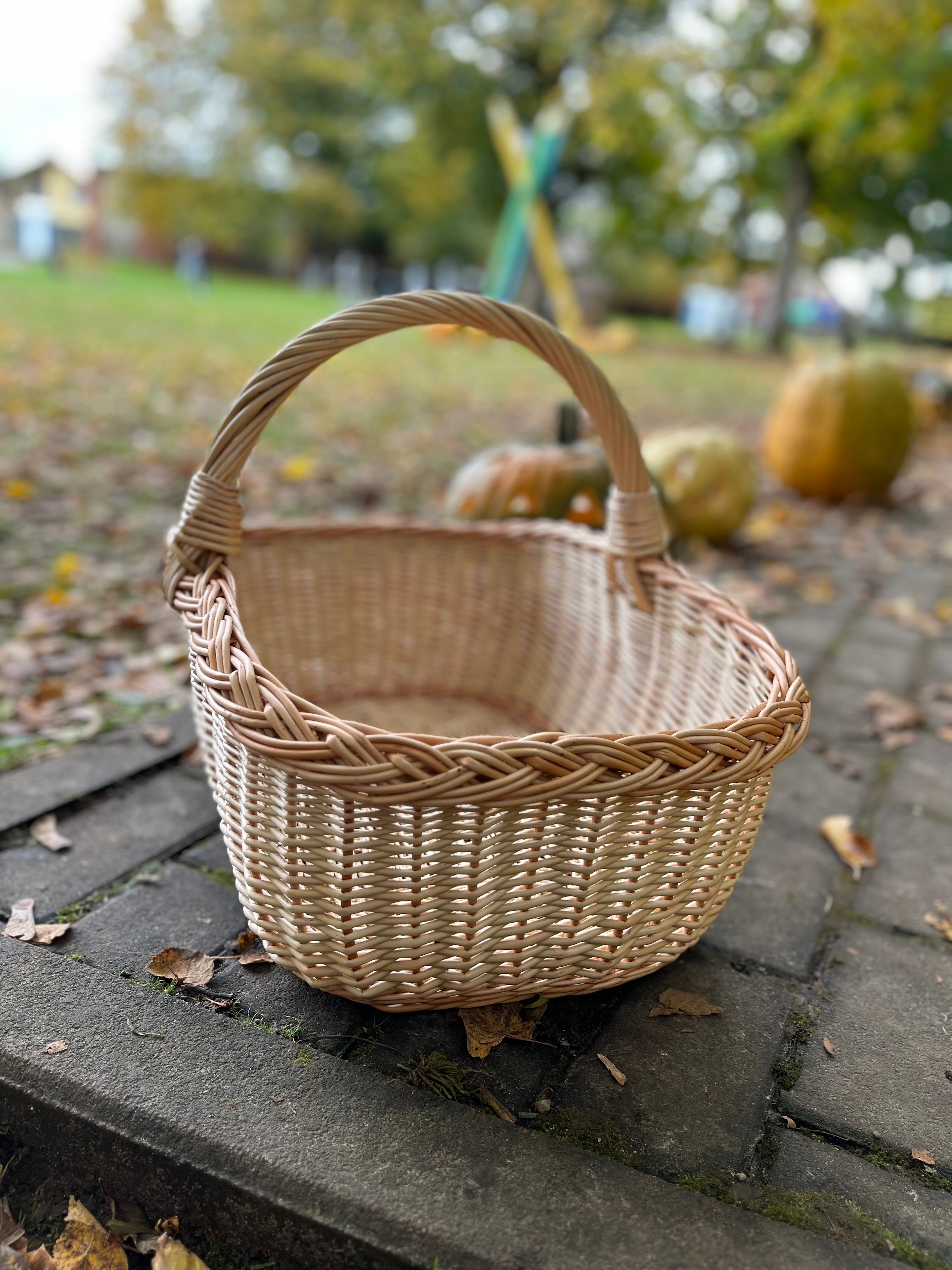 Rectangular Wicker Basket with Braided Handle