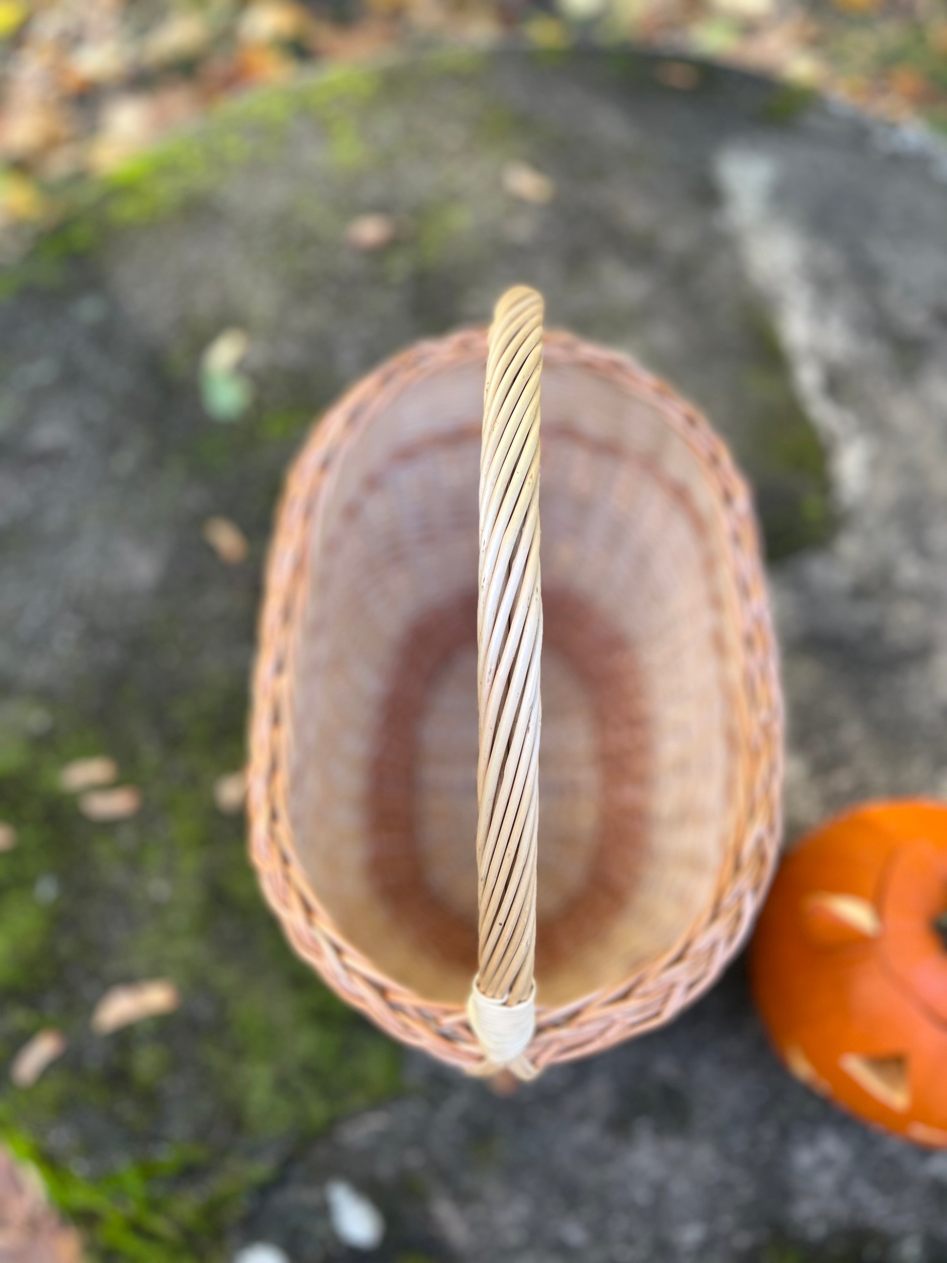 Round Wicker Basket with Central Handle