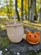 Round Wicker Basket with Central Handle
