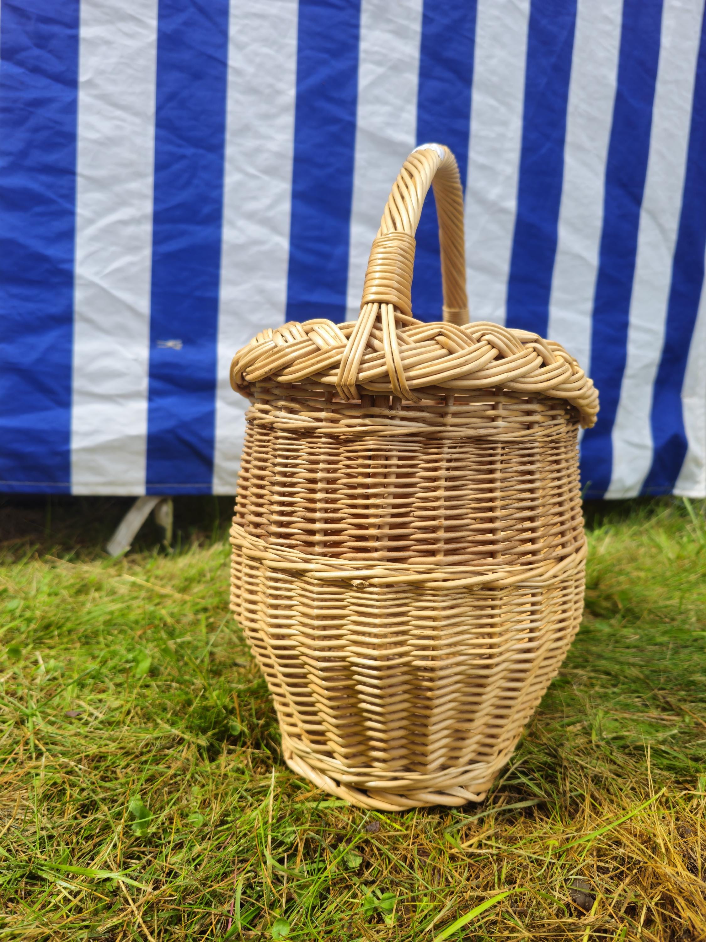 Wicker Oval Basket with Braided Rim