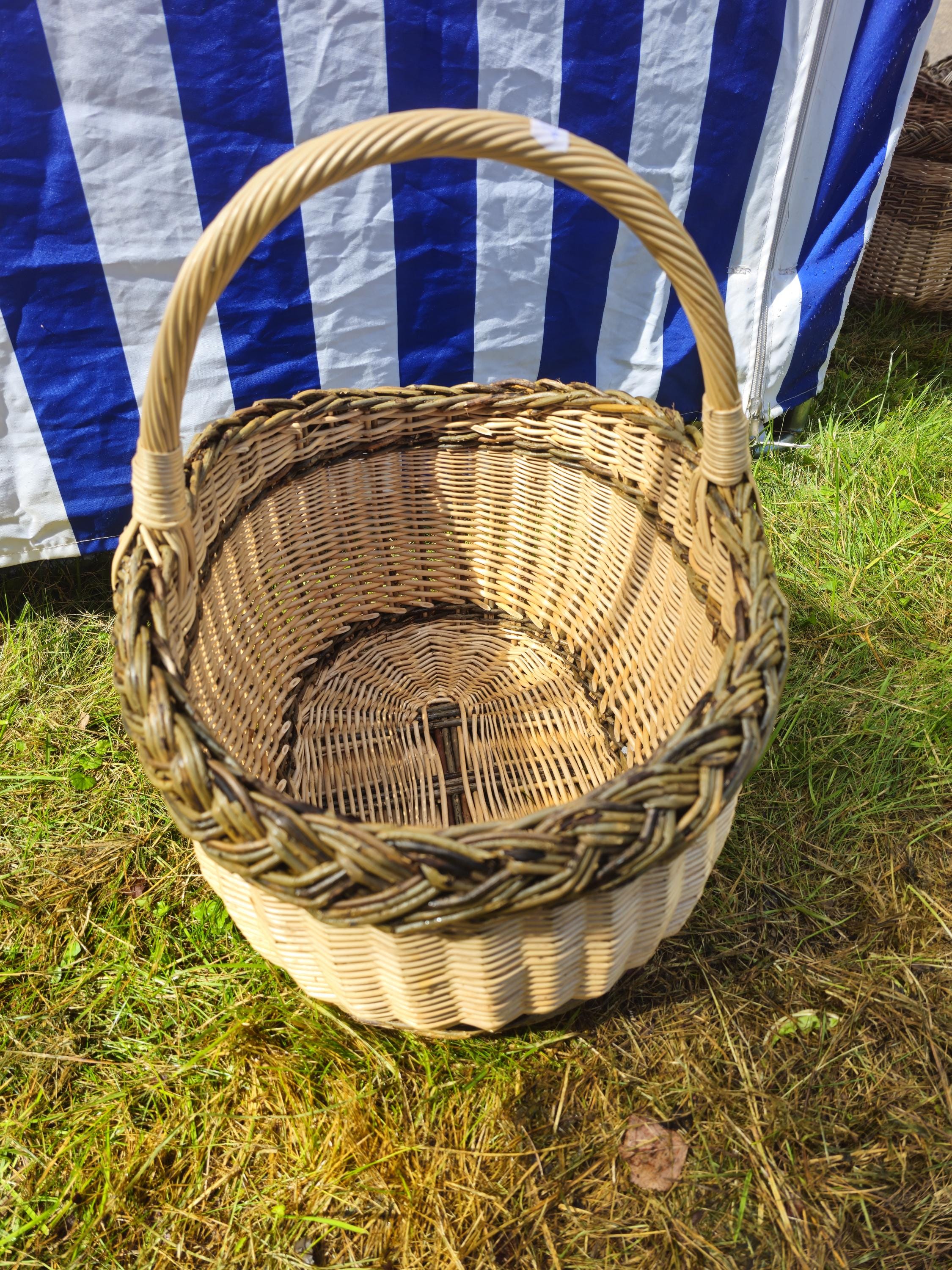 Wicker Oval Basket with Braided Rim