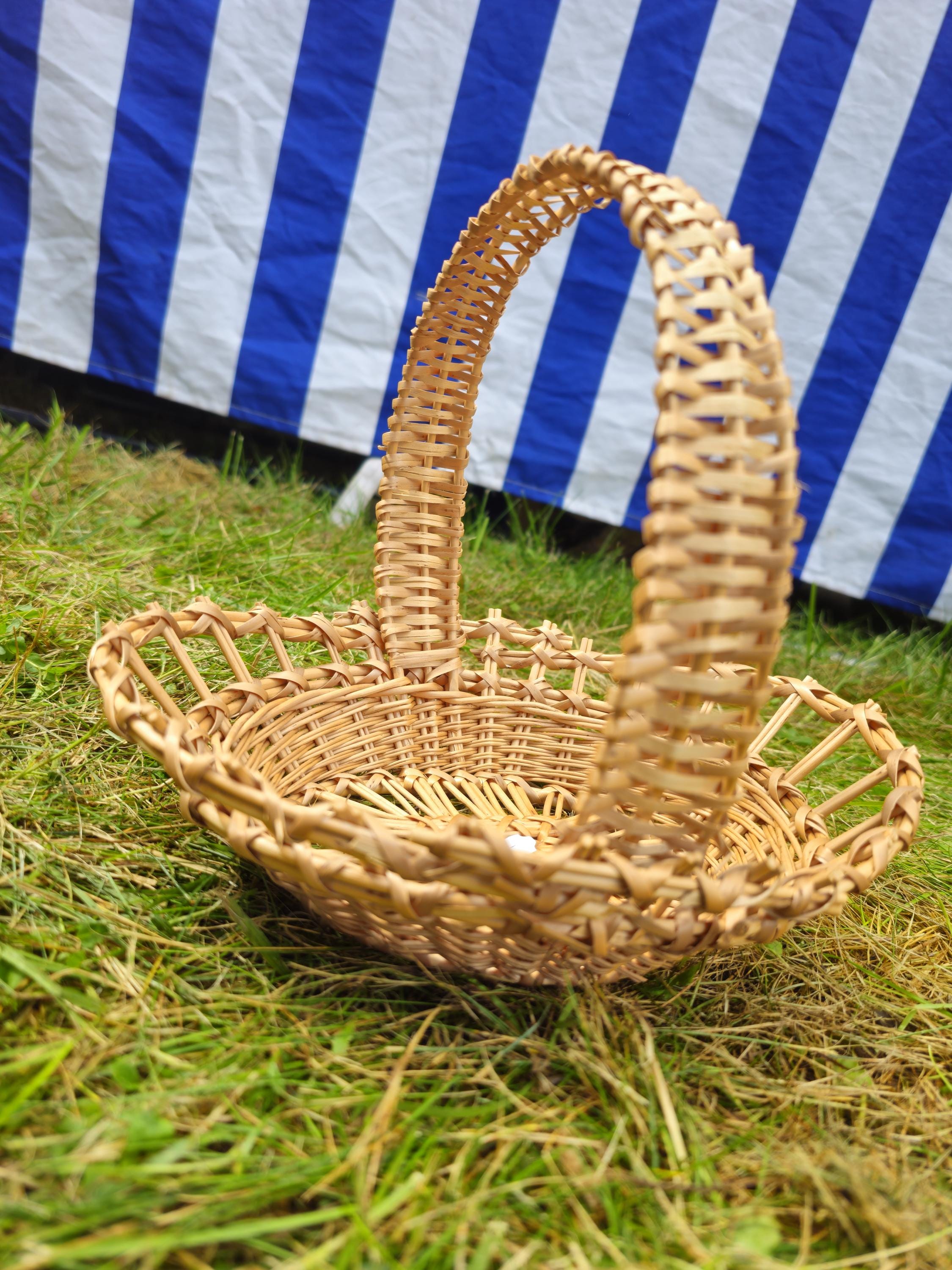 Handwoven Oval Basket with Decorative Weave