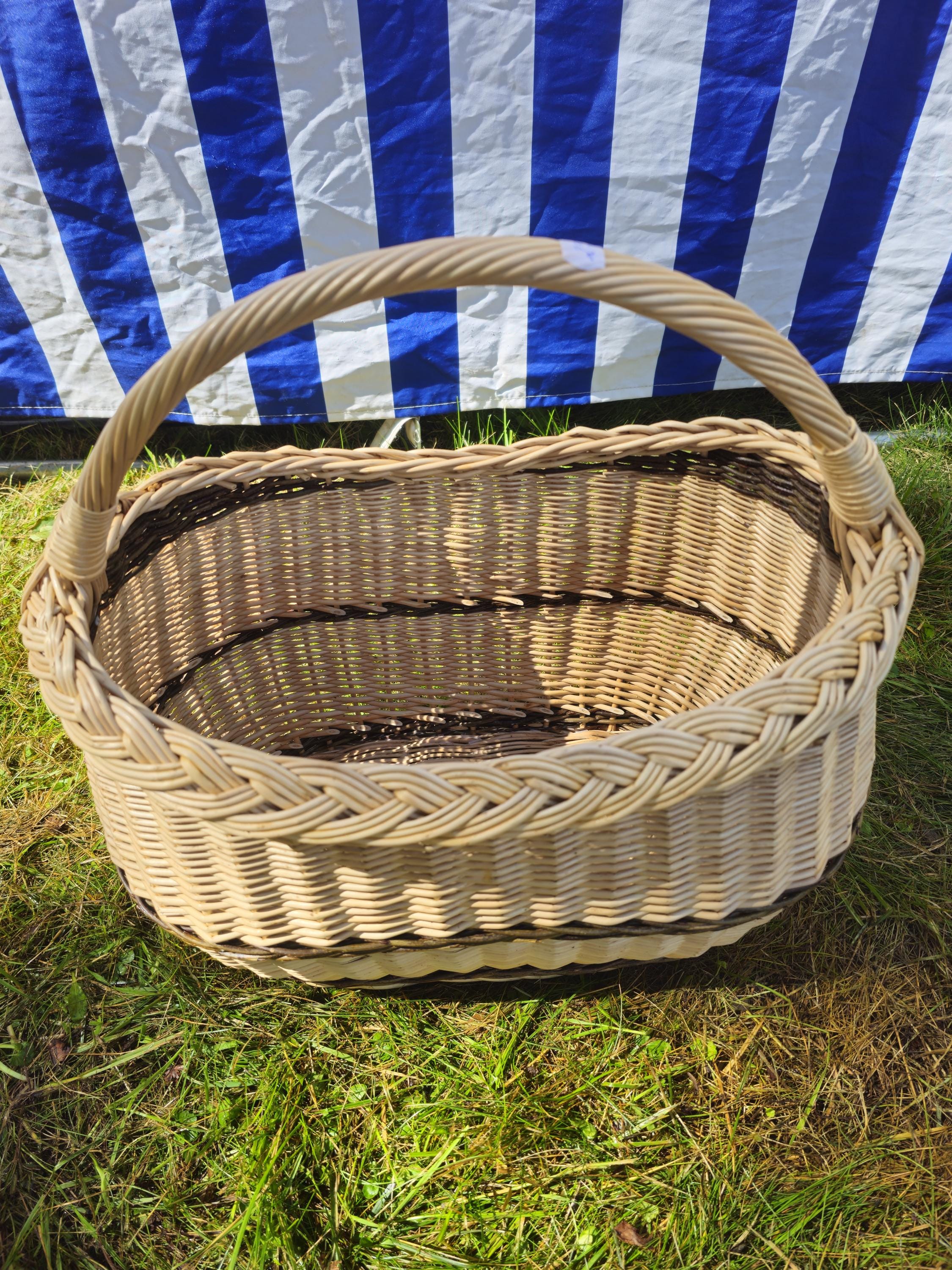 Wicker Oval Basket with Braided Rim