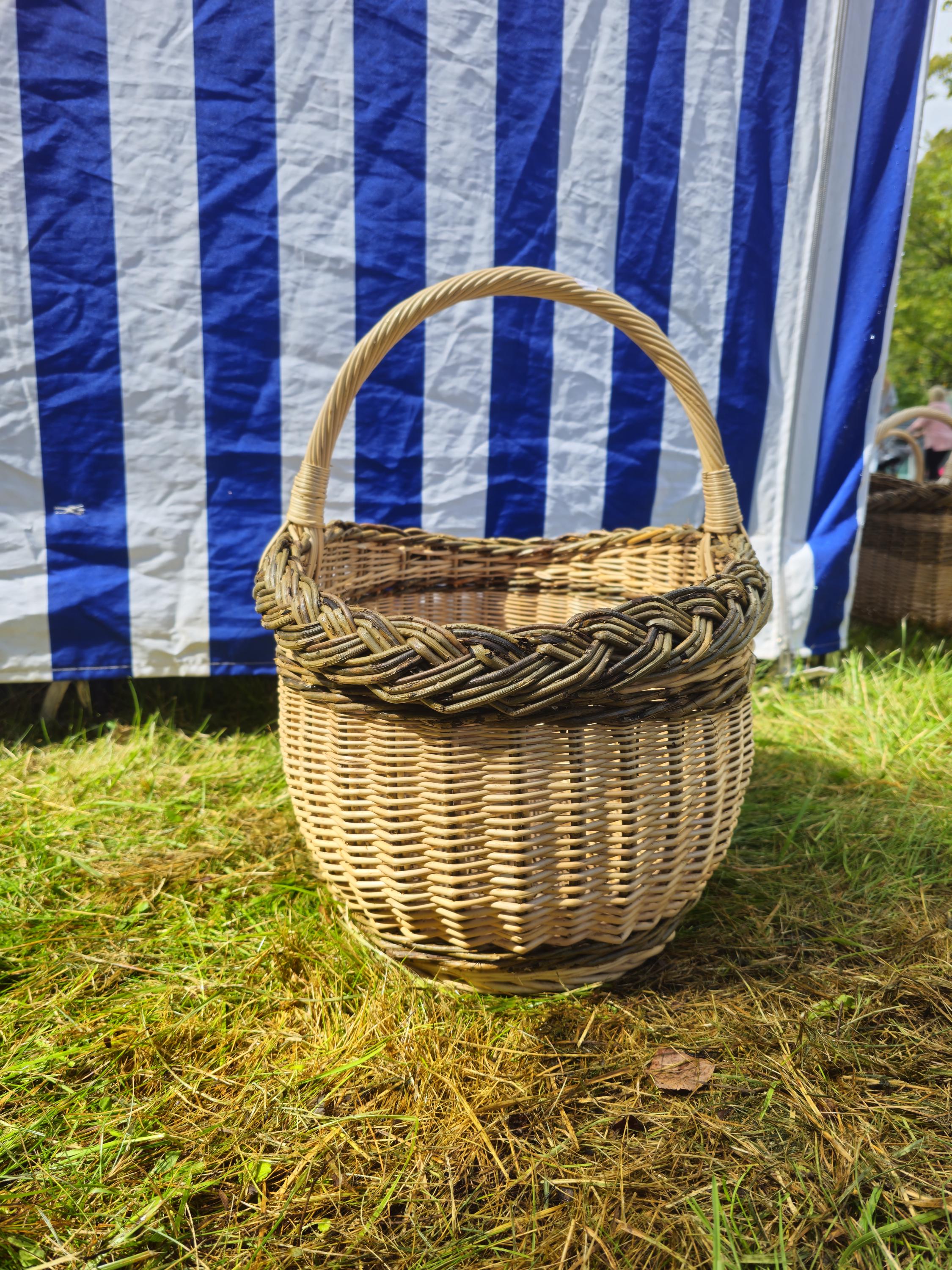 Wicker Oval Basket with Braided Rim