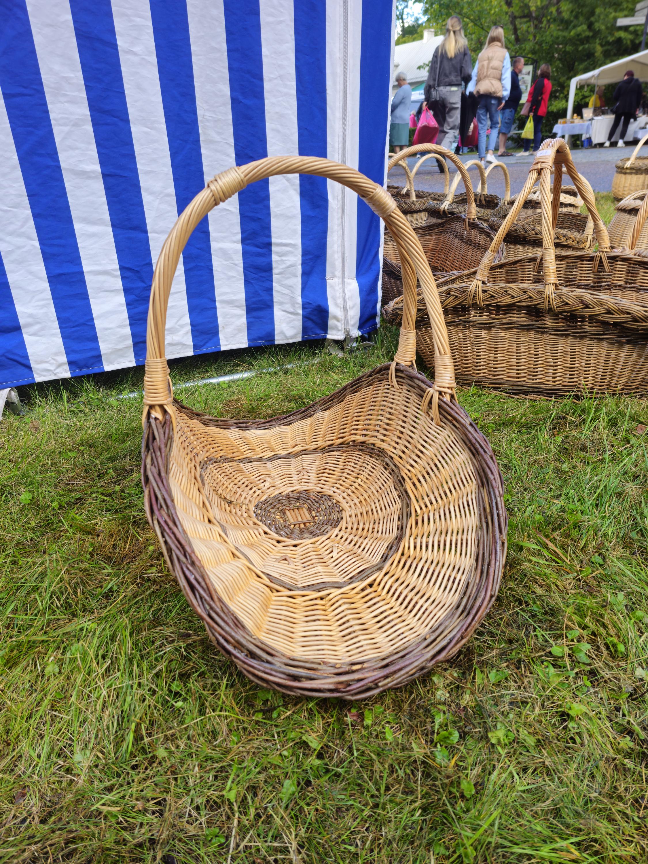 Wicker Flower Basket with Two Arched Handles
