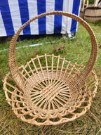 Shallow Wicker Display Basket with Arched Handle