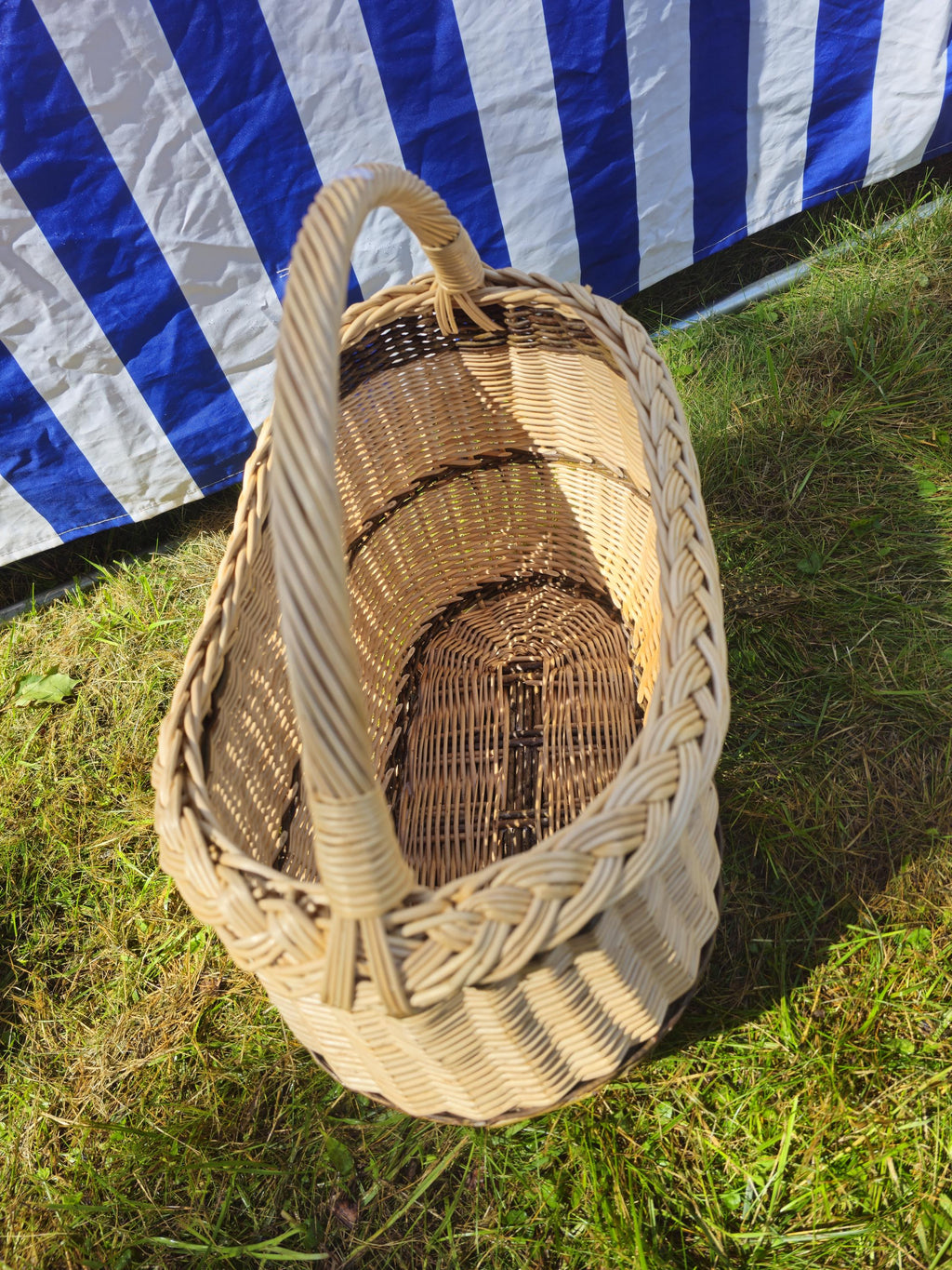 Wicker Oval Basket with Braided Rim