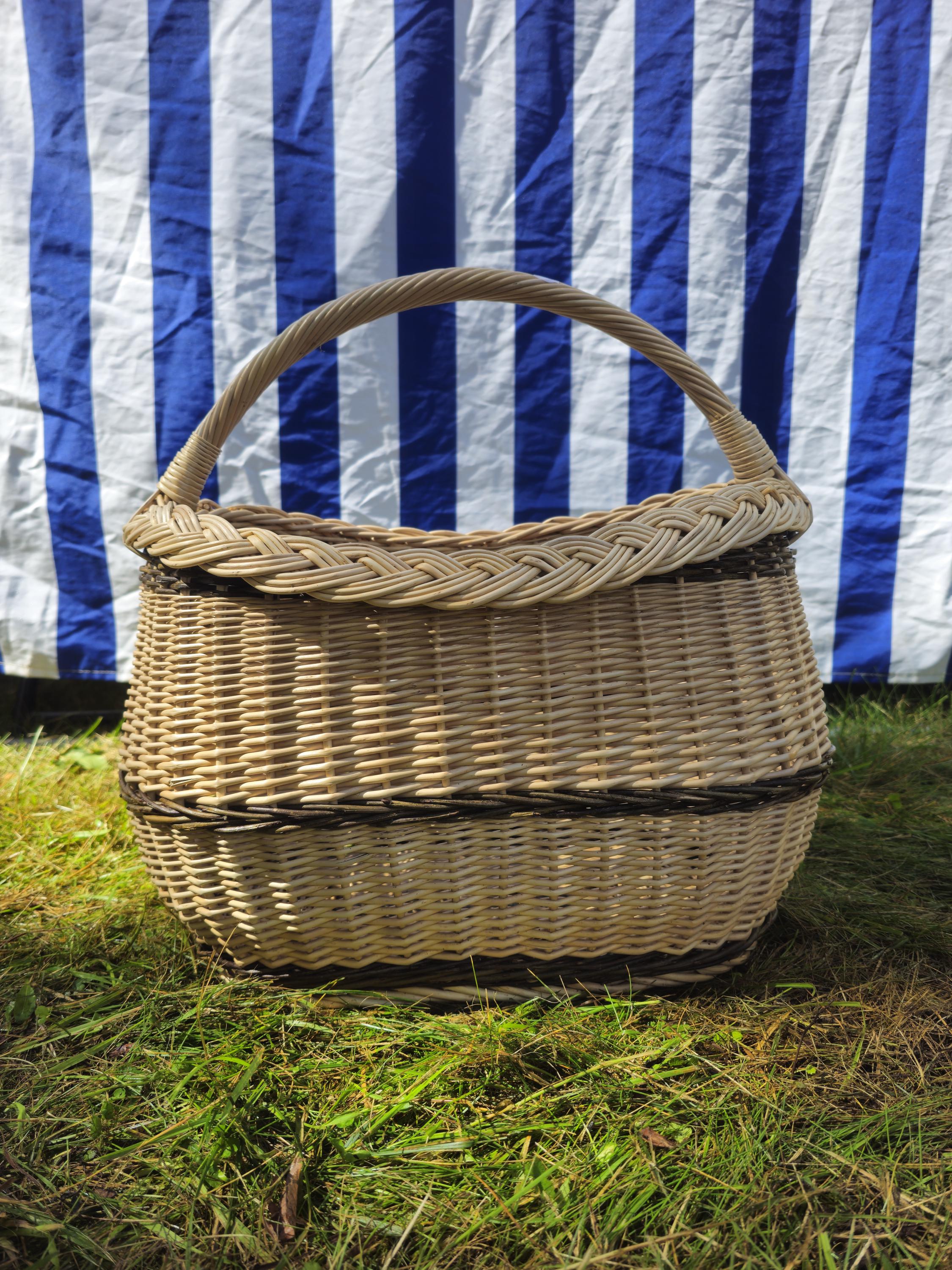 Wicker Oval Basket with Braided Rim