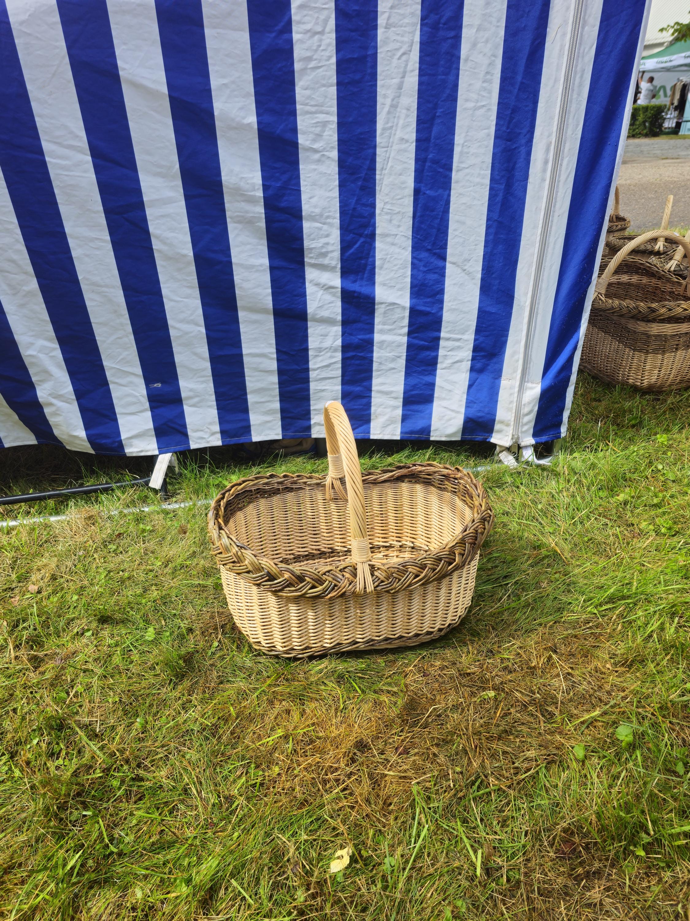 Wicker Foraging Basket with Natural Braided Rim