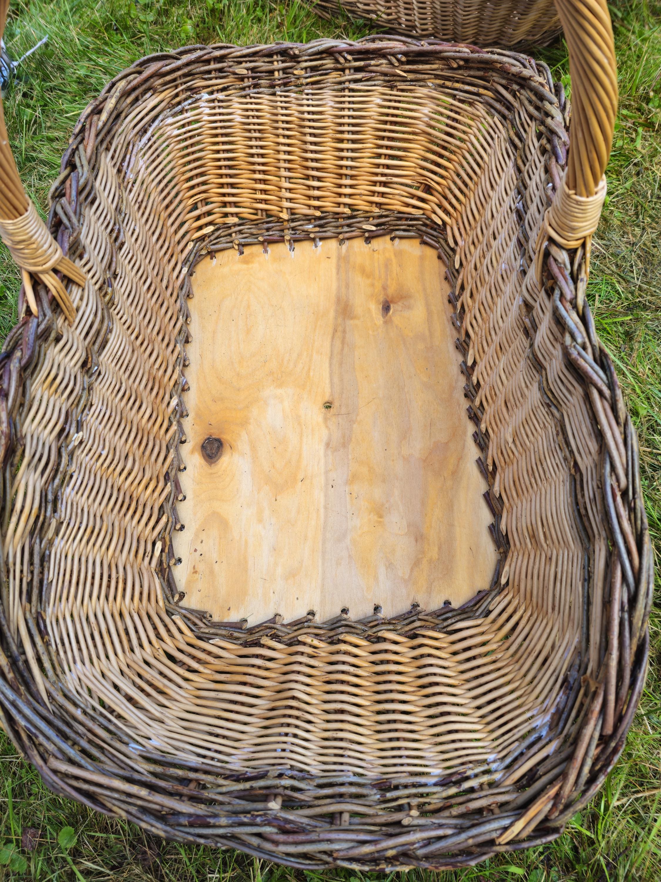 Wicker Gathering Basket with Wooden Base