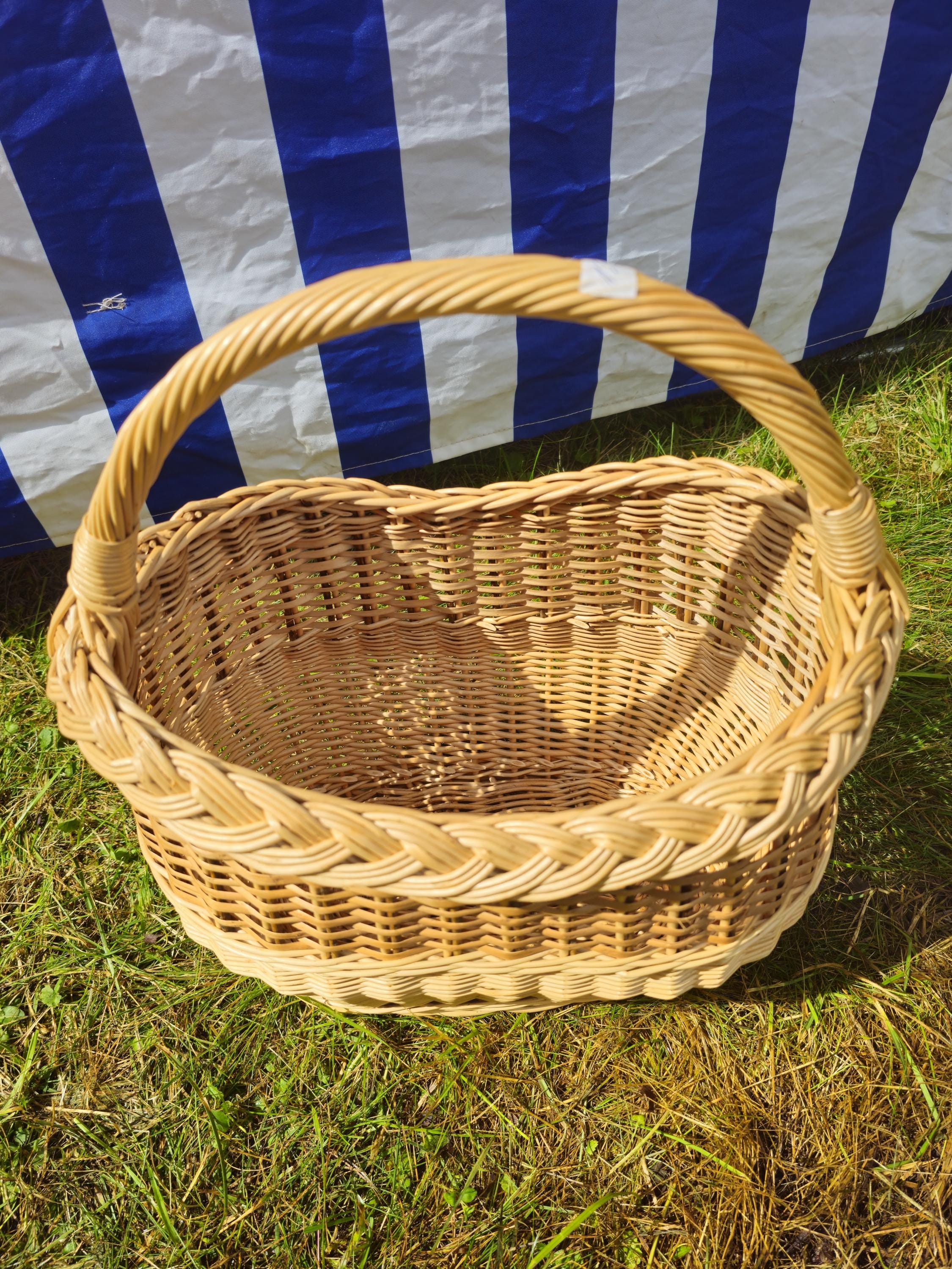 Wicker Basket with Braided Rim