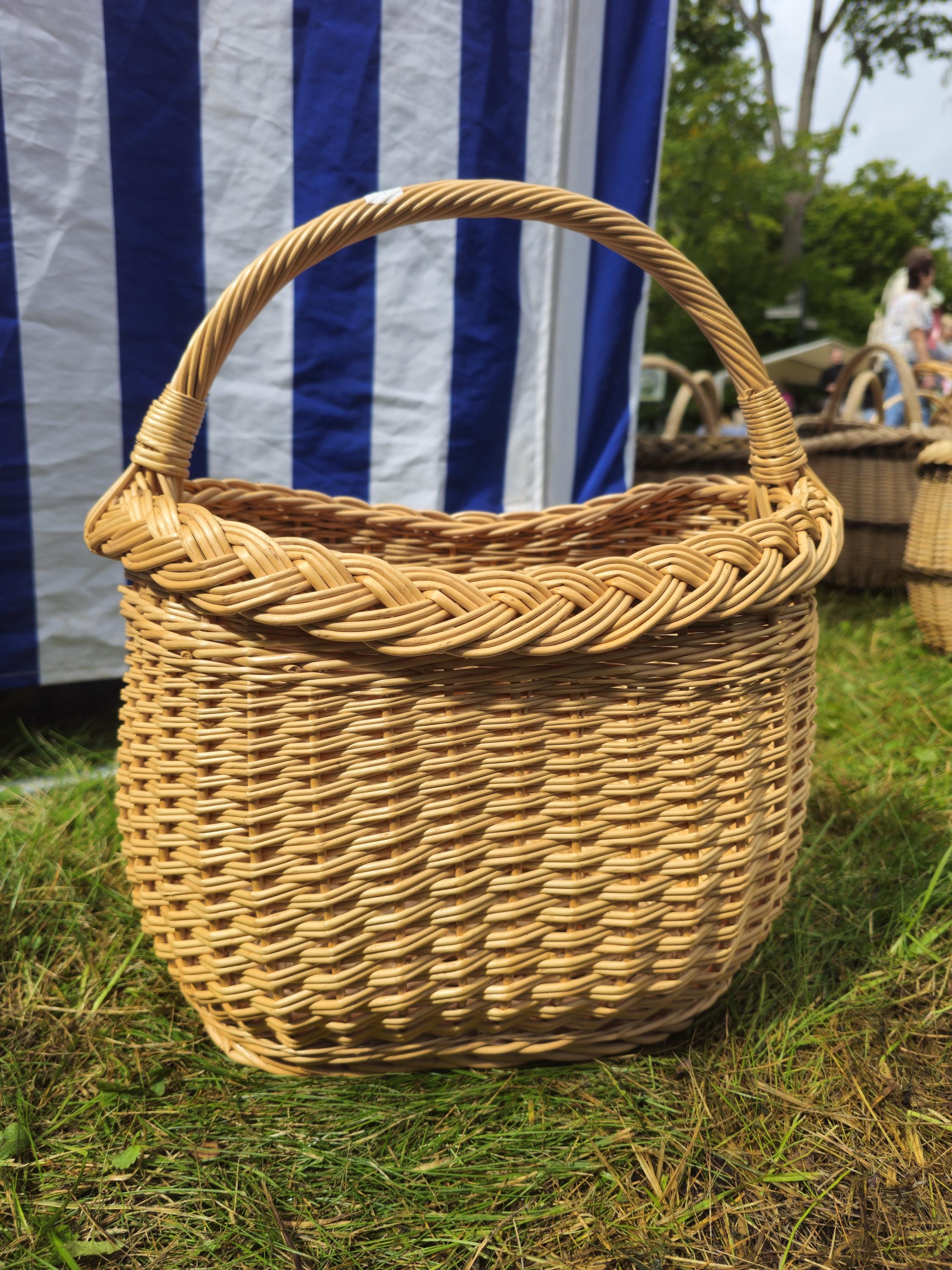 Wicker Basket with Braided Rim
