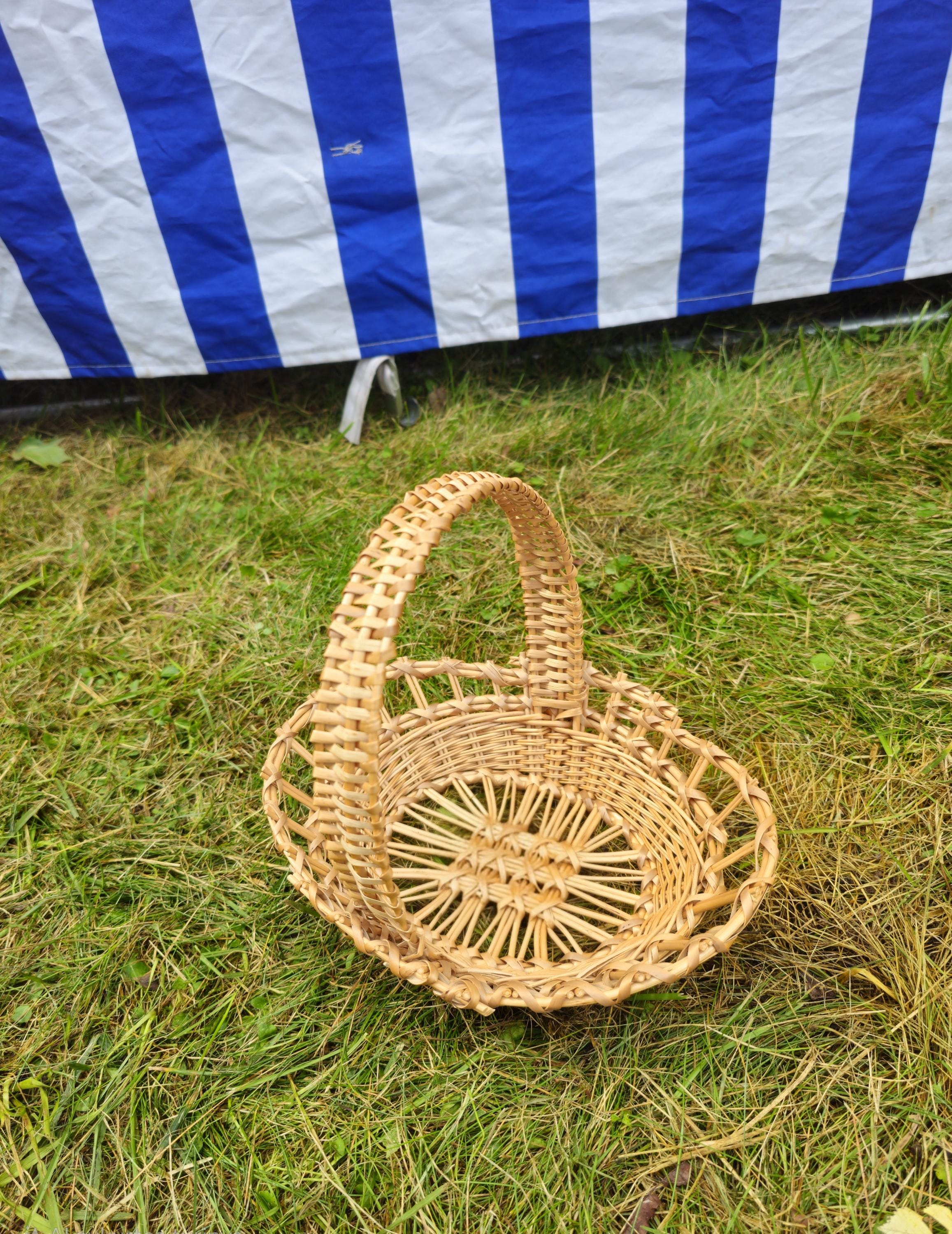 Handwoven Oval Basket with Decorative Weave