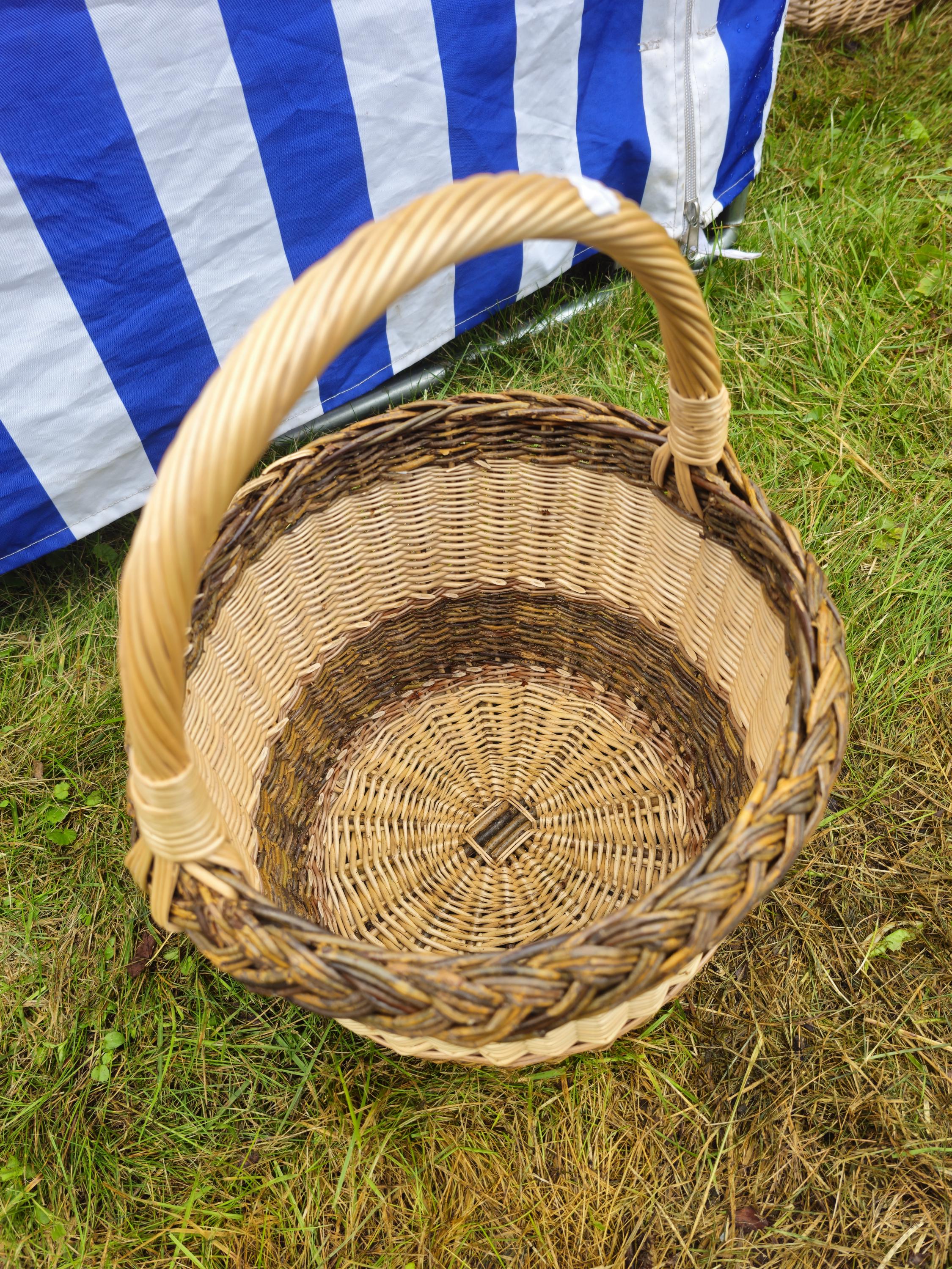 Wicker Basket with Dark Braided Rim