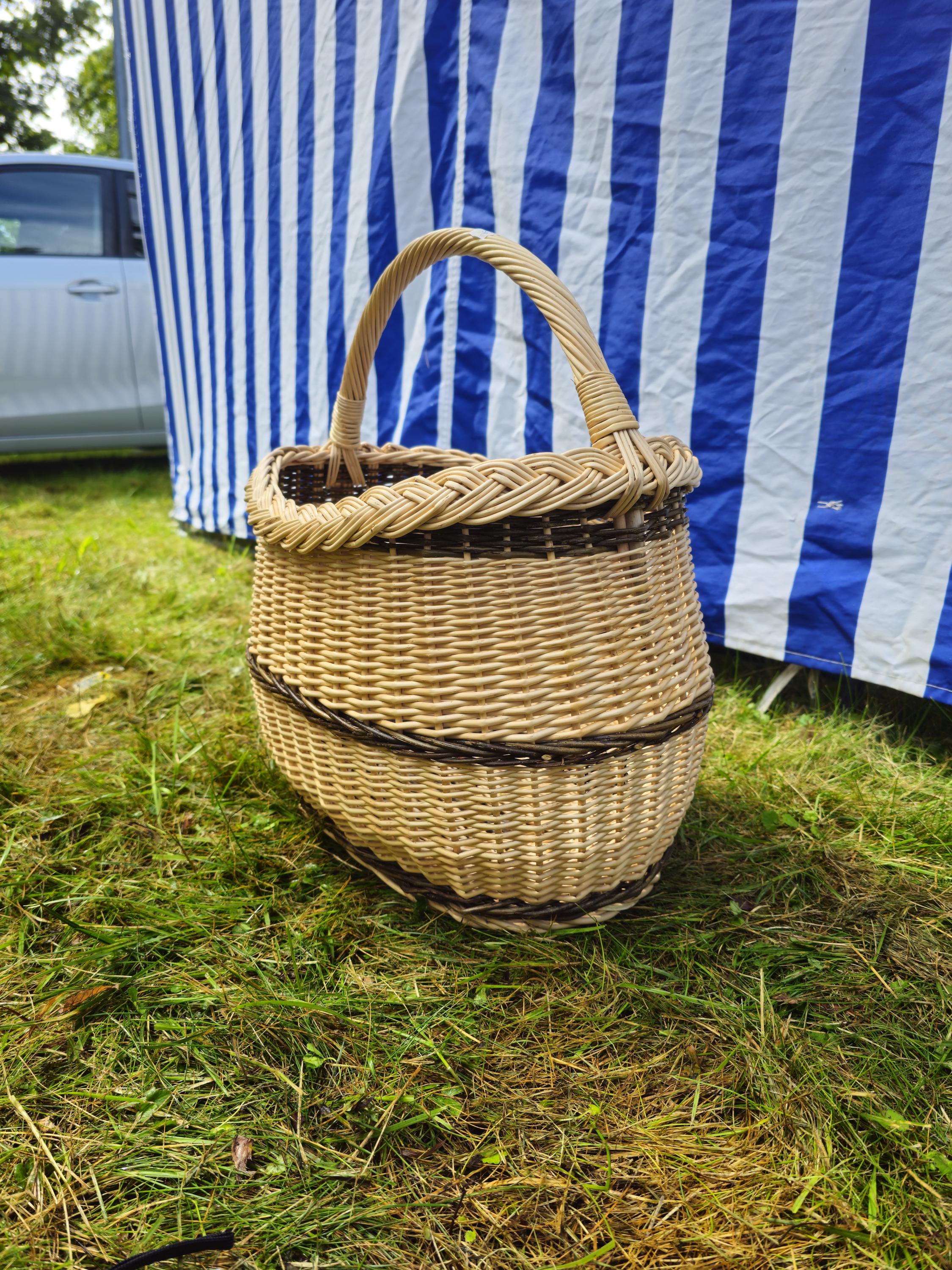 Long Willow Basket with Braided Rim