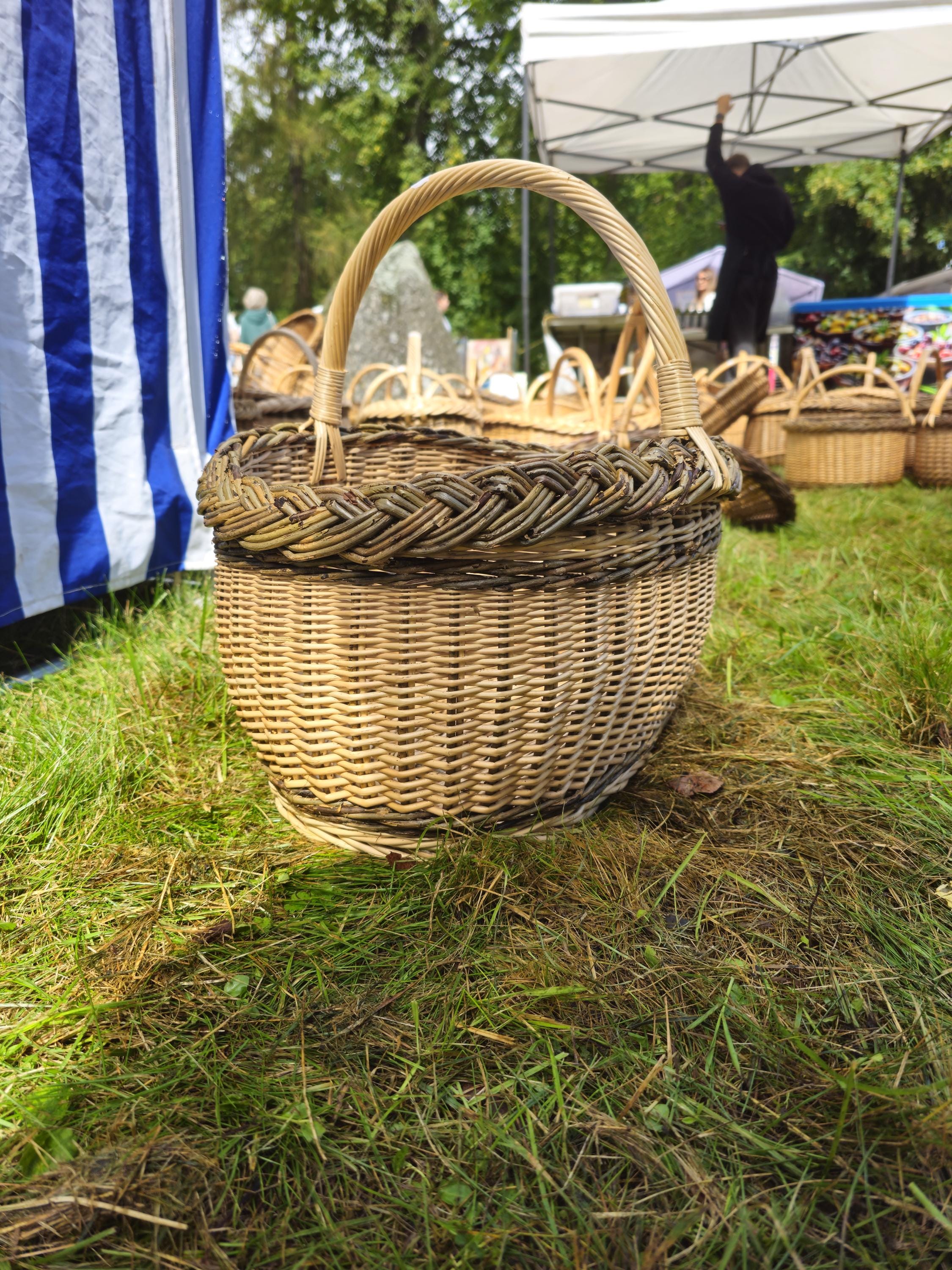 Wicker Oval Basket with Braided Rim