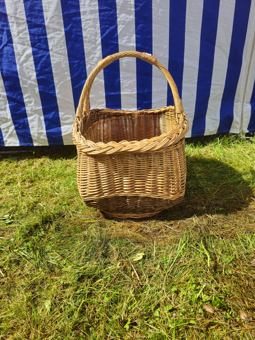Wicker Mushroom Basket with Thick Braided Edge