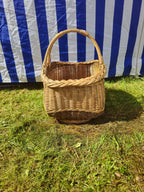 Wicker Mushroom Basket with Thick Braided Edge