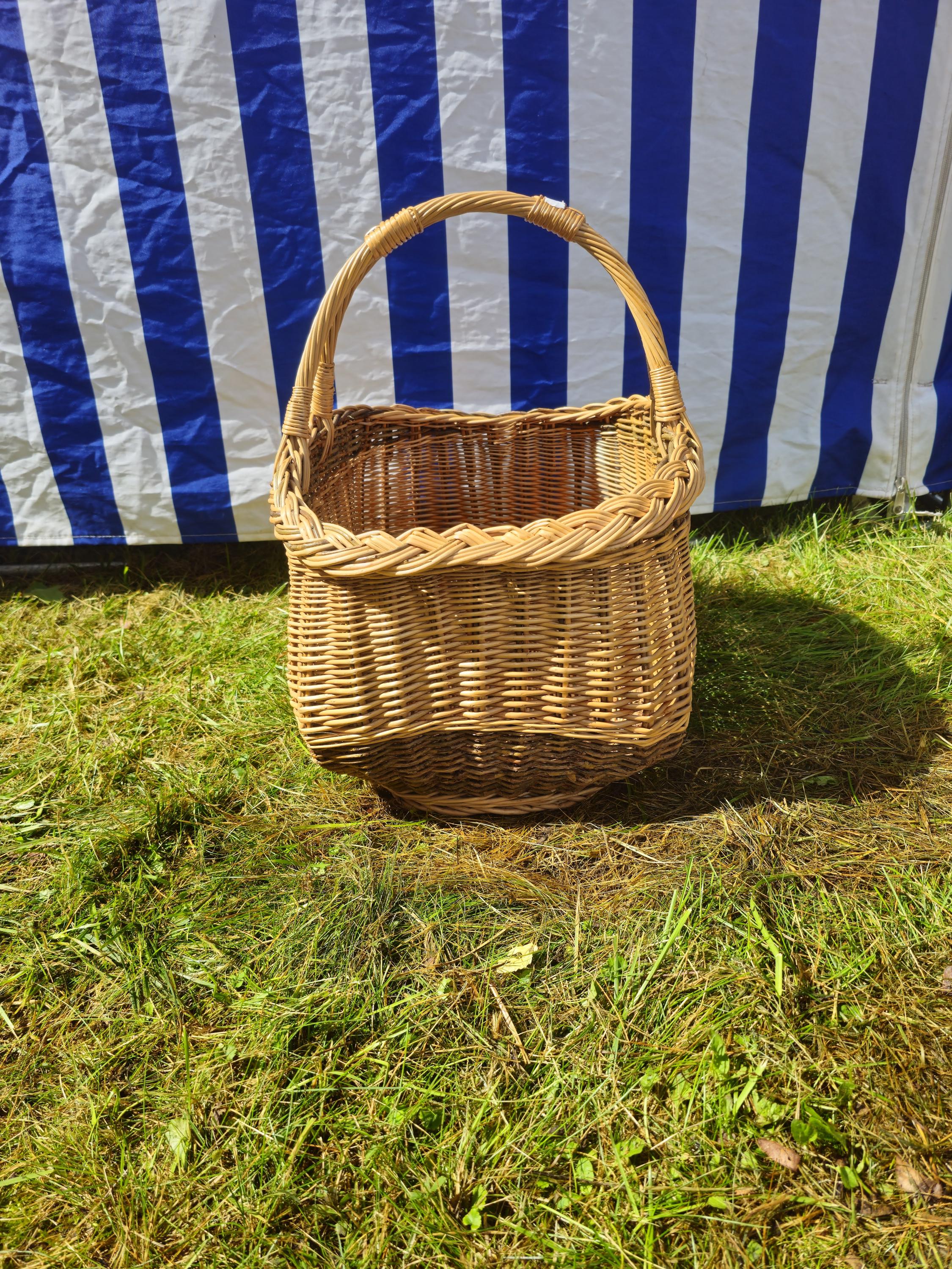 Wicker Mushroom Basket with Thick Braided Edge