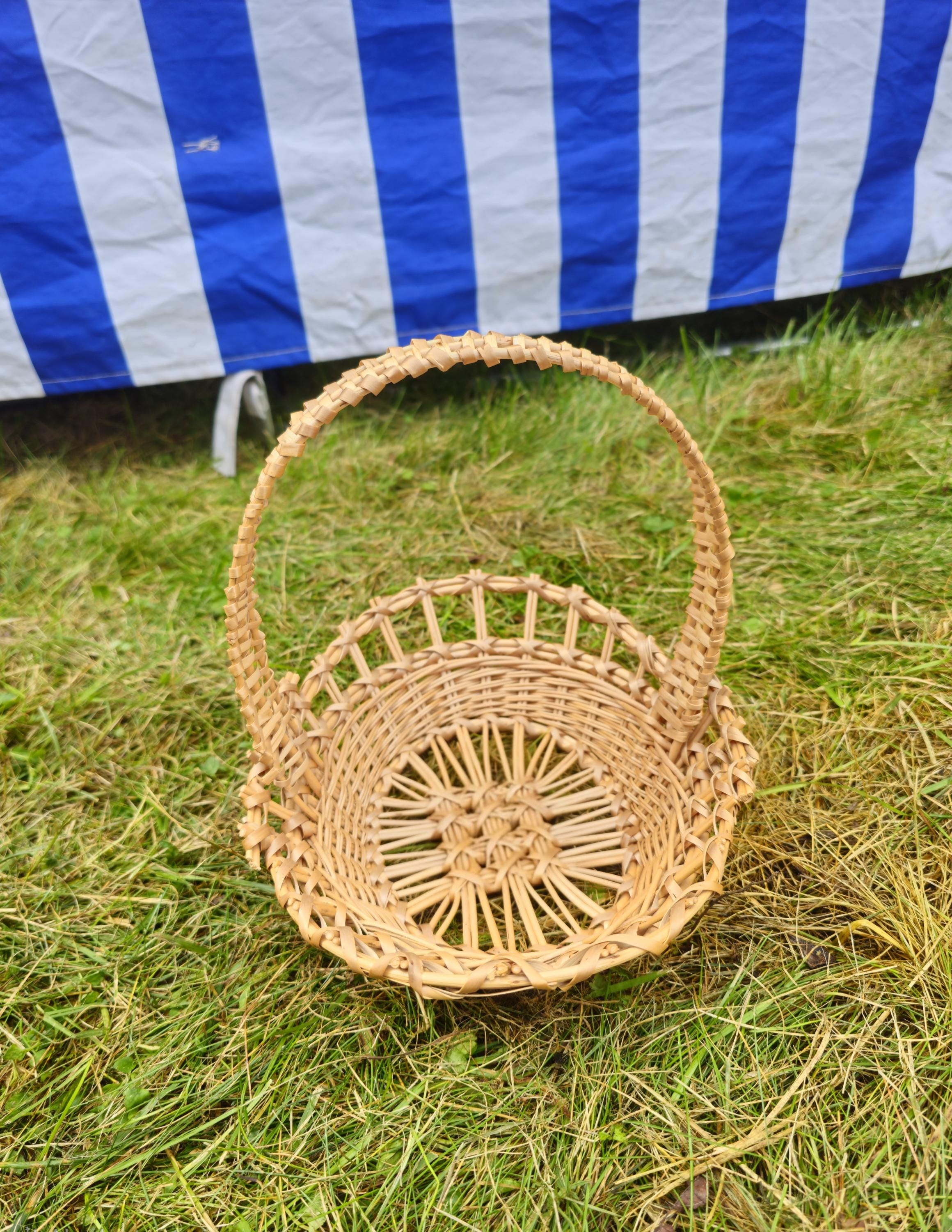 Handwoven Oval Basket with Decorative Weave
