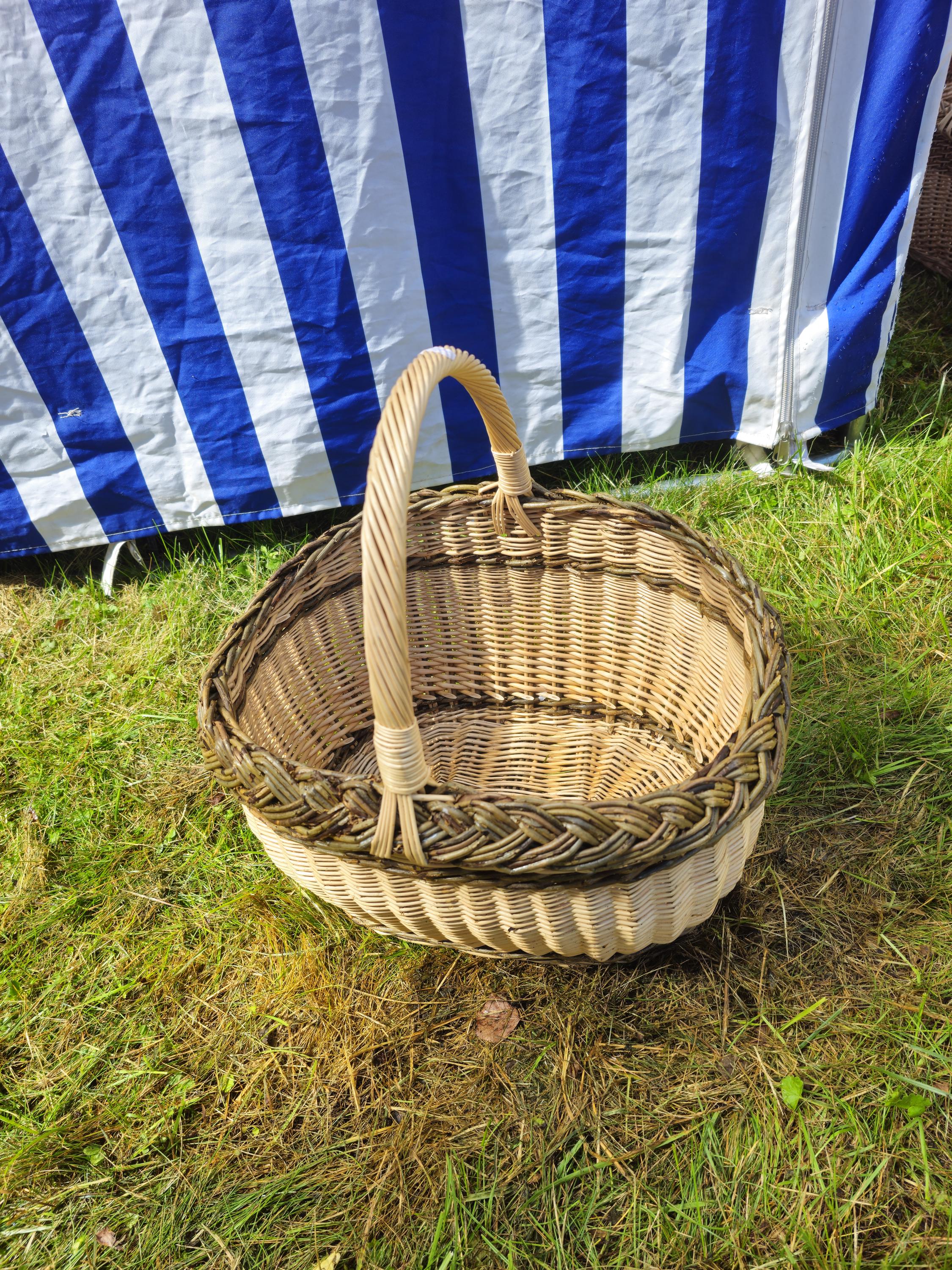 Wicker Oval Basket with Braided Rim