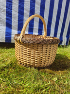 Oval Wicker Mushroom Basket with Braided Rim