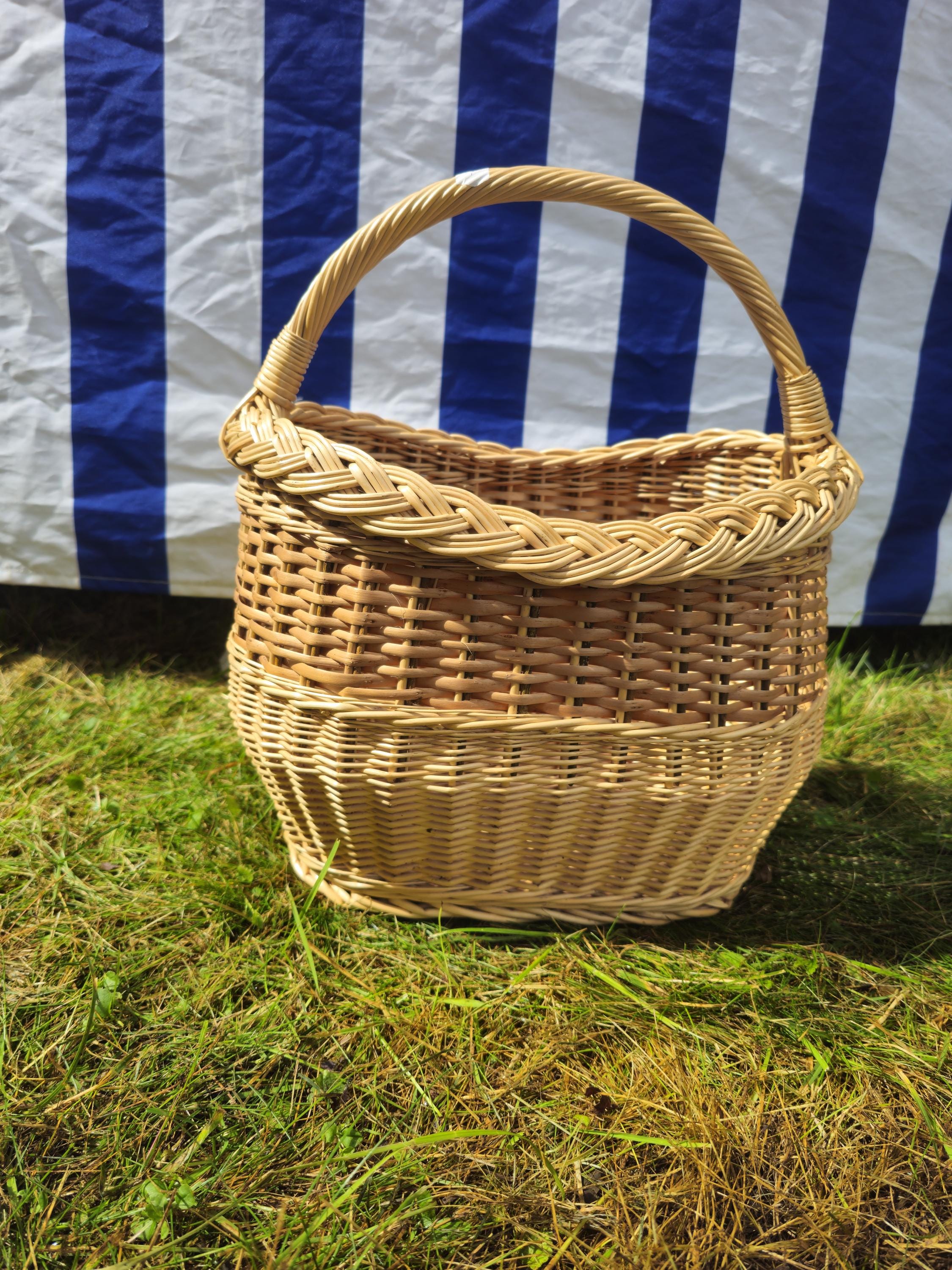 Wicker Basket with Braided Rim