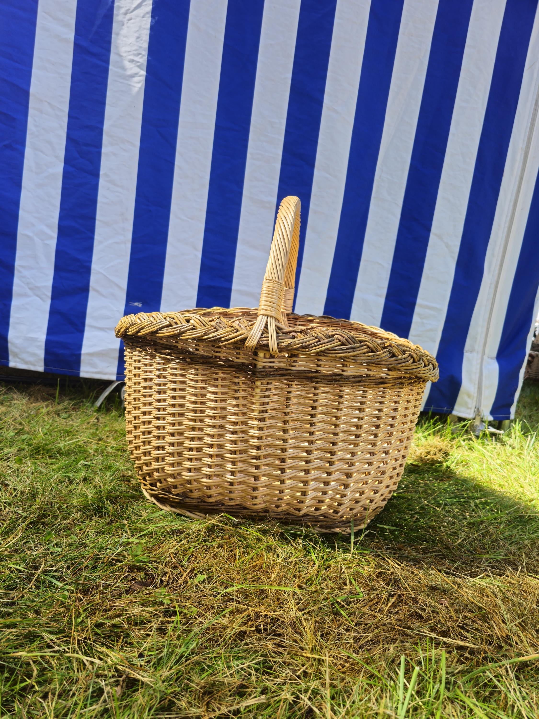 Large Oval Wicker Basket with Rustic Finish