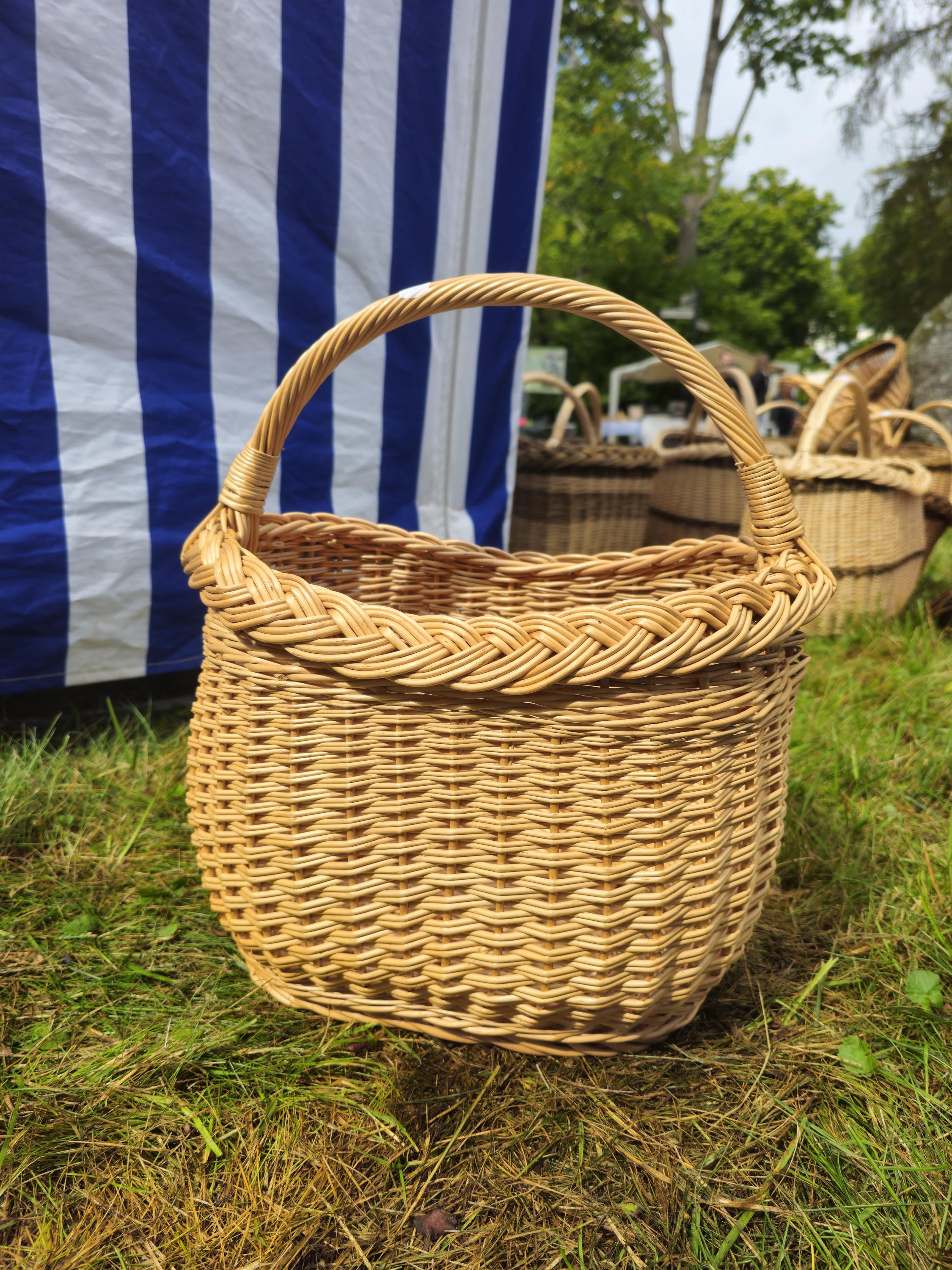 Wicker Basket with Braided Rim