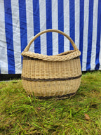 Long Willow Basket with Braided Rim