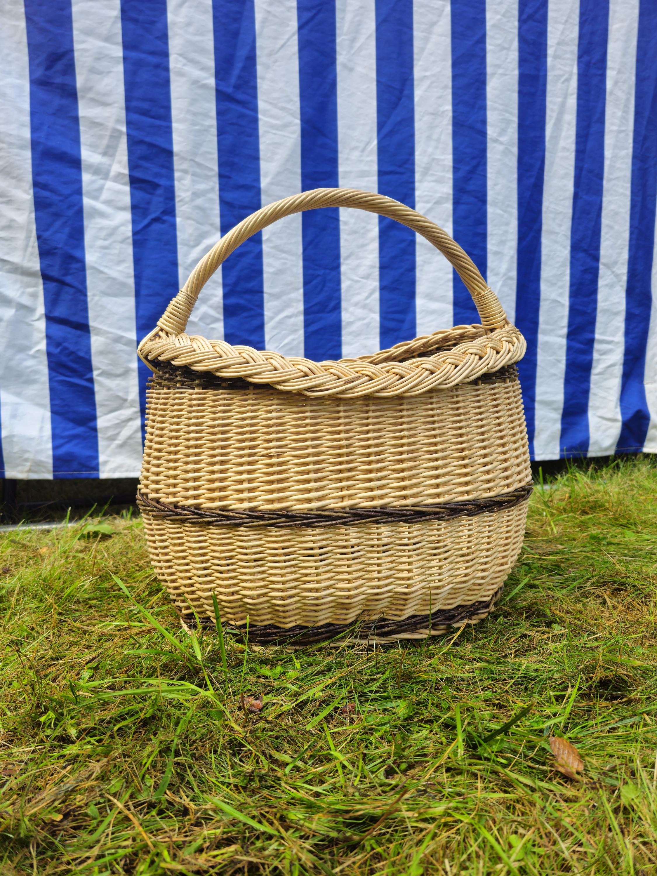 Long Willow Basket with Braided Rim