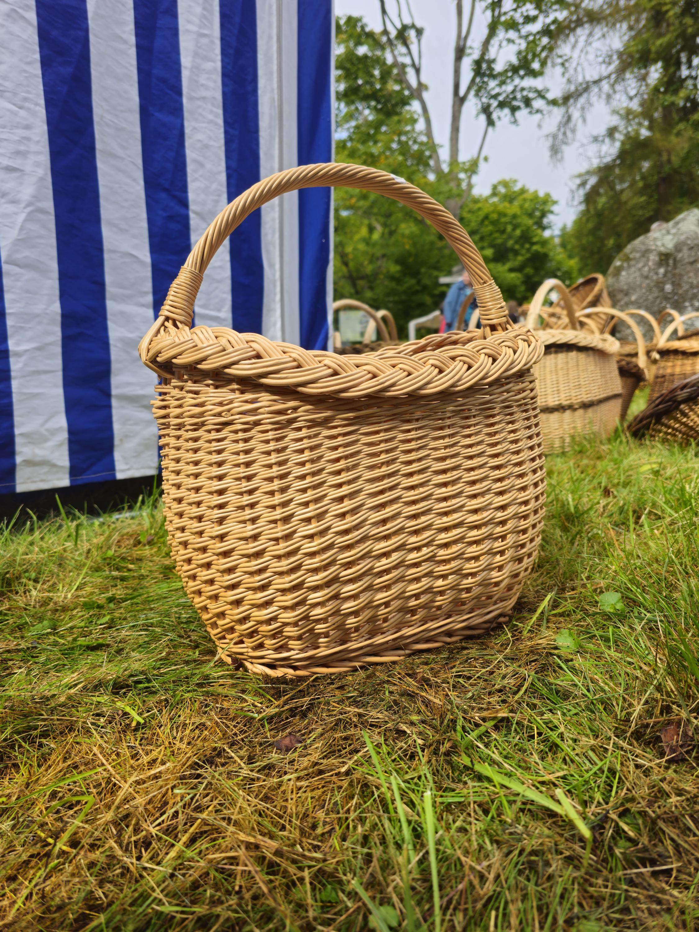 Wicker Basket with Braided Rim
