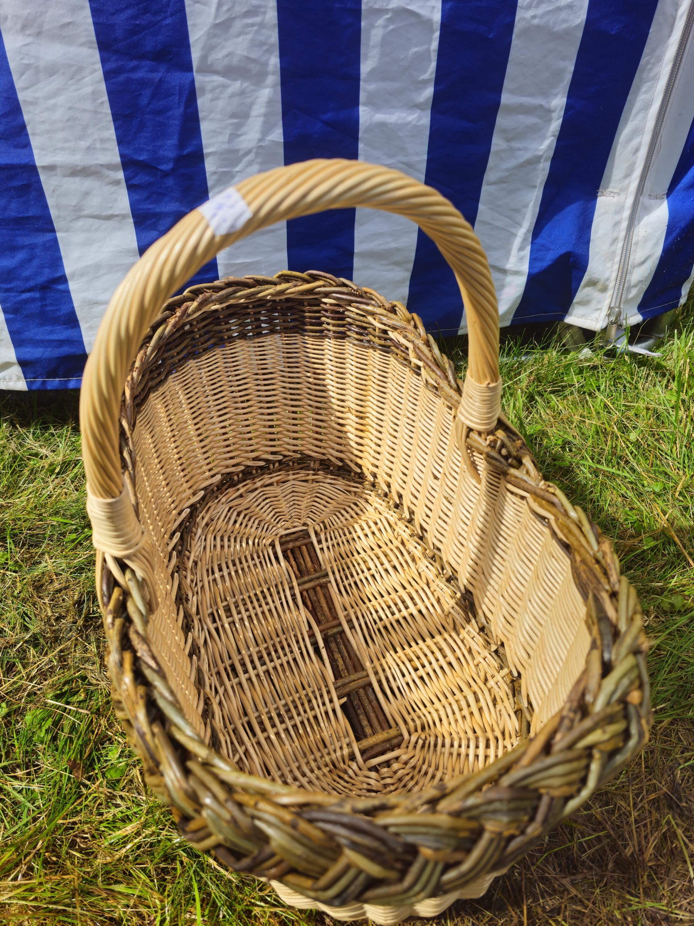 Wicker Foraging Basket with Natural Braided Rim