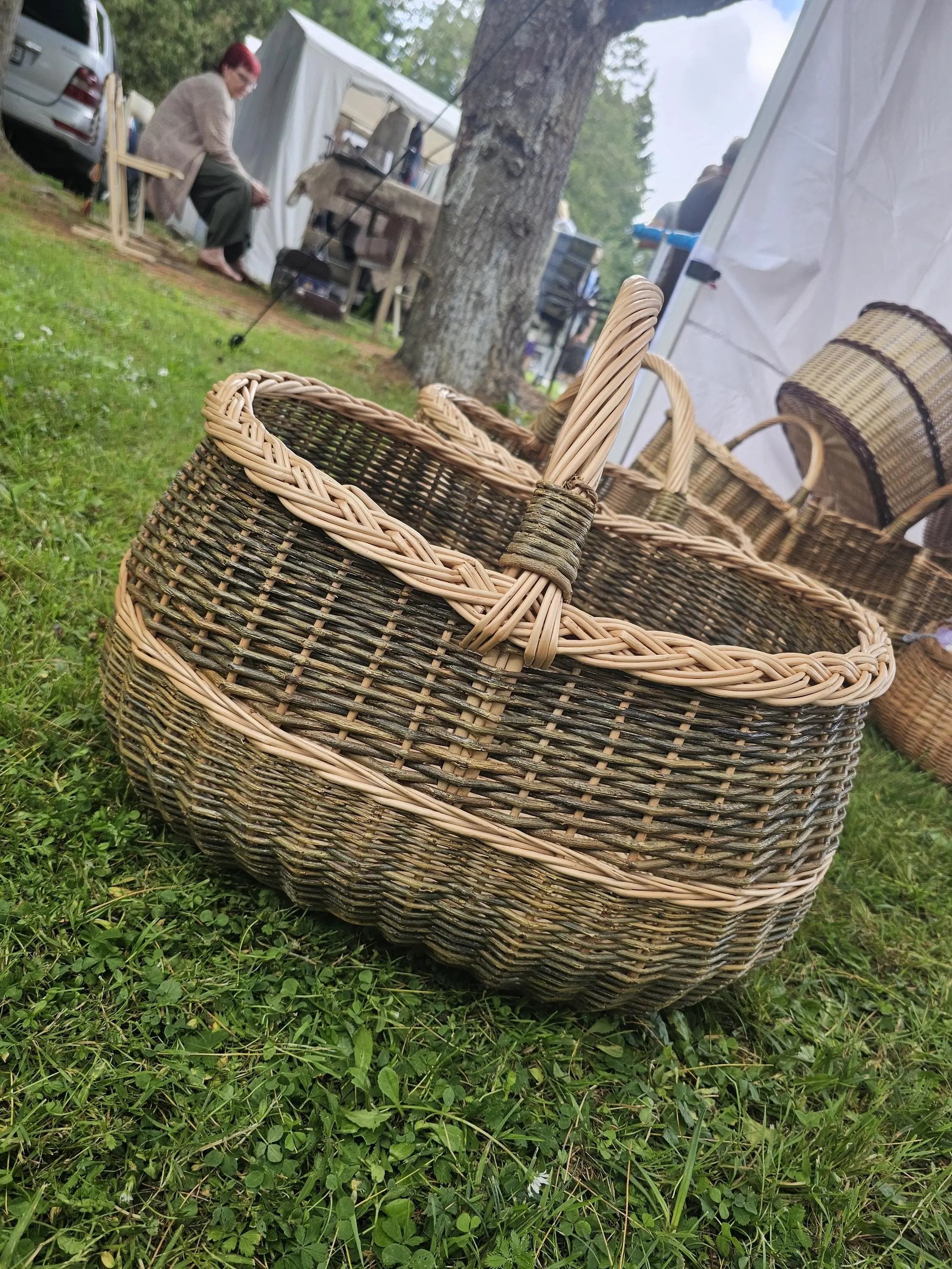 Extra Large Wicker Basket – Handwoven Oval Willow Storage Container - NaturelyWoven