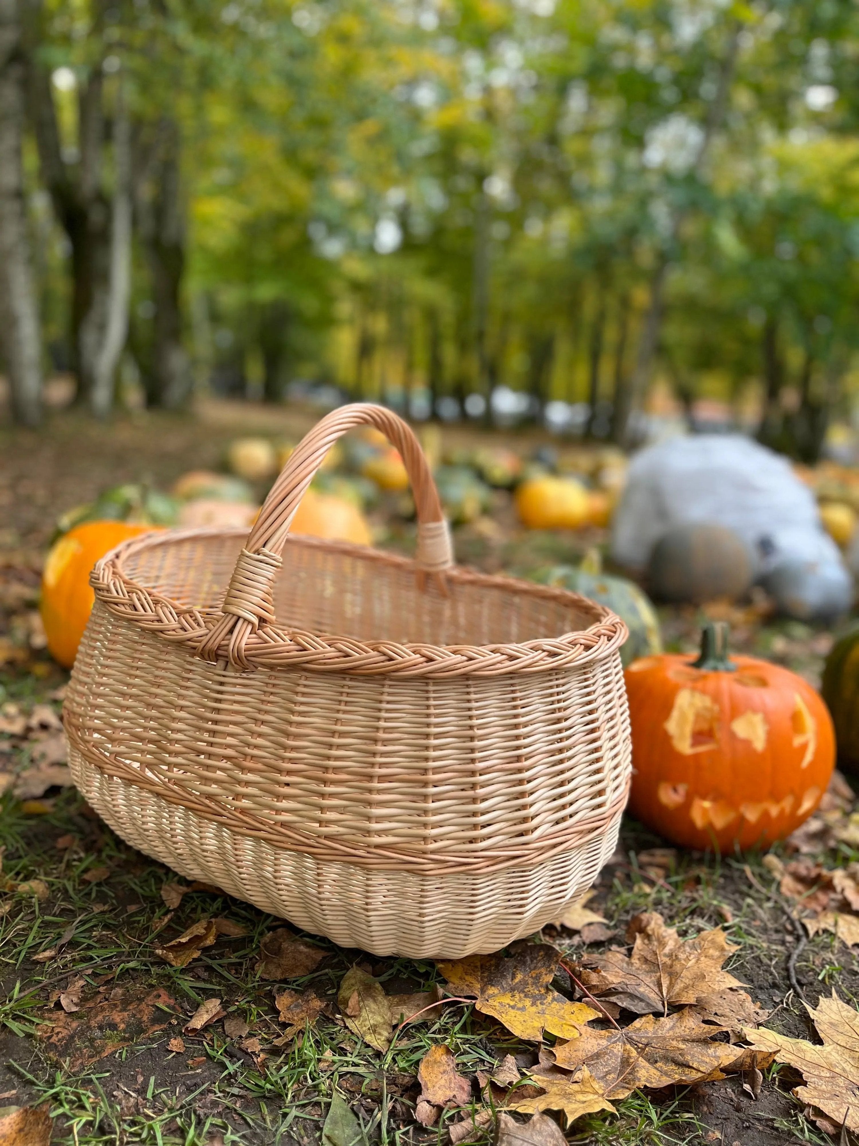 Extra Large Wicker Basket – Handwoven Oval Willow Storage Container - NaturelyWoven