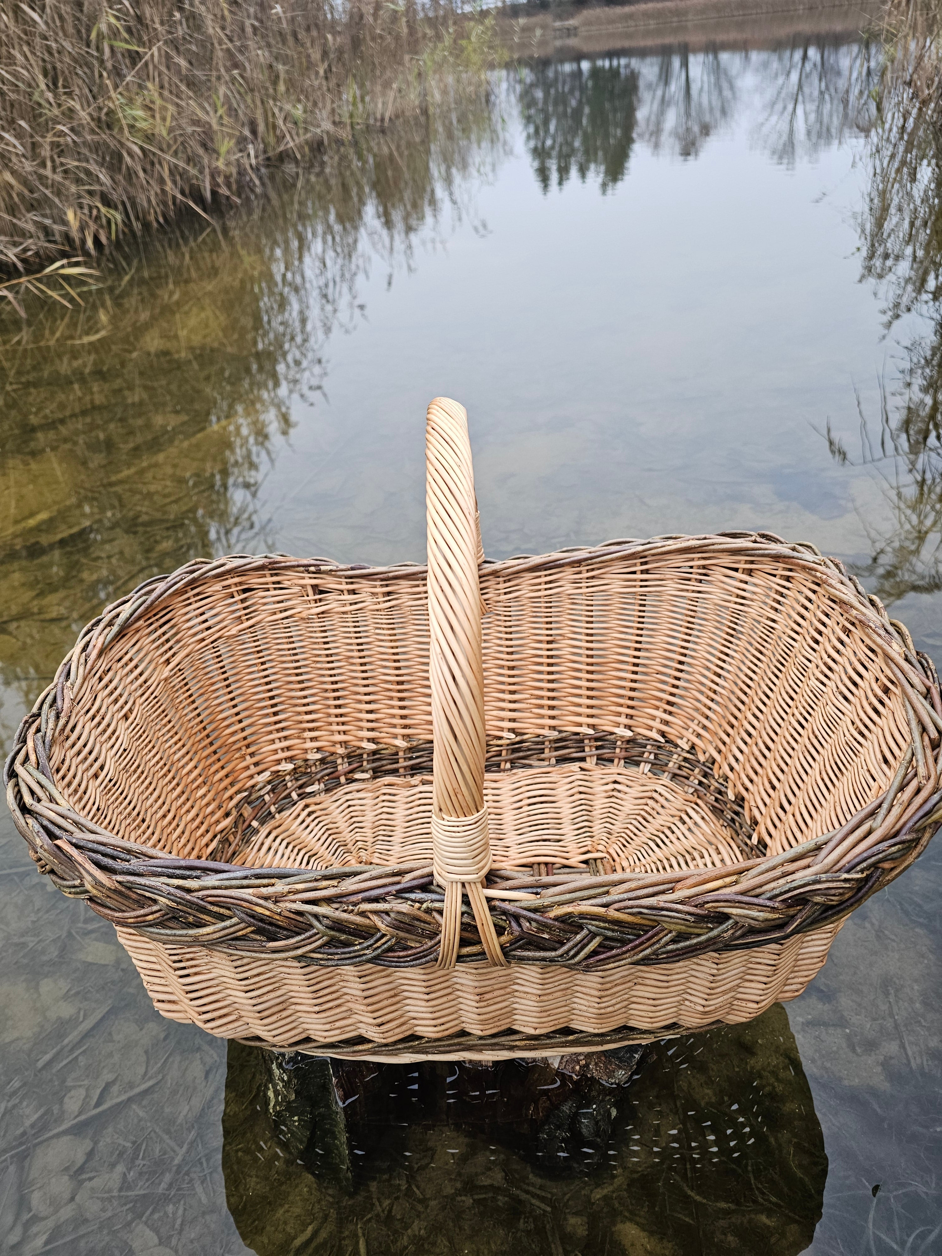 Extra Large Wicker Basket – Handwoven Willow Storage Basket with Handle - NaturelyWoven