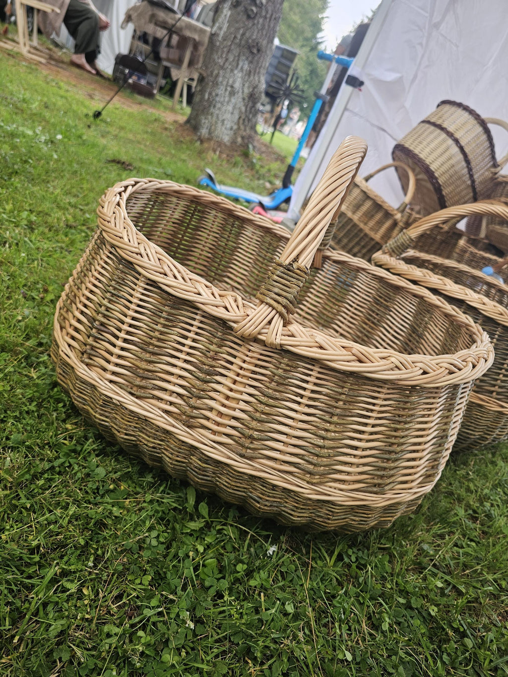 Extra Large Wicker Storage Basket in Gold/Unpeeled — handmade wicker basket