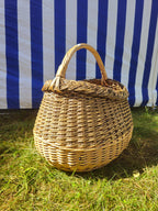 Wicker Mushroom Basket with Braided Rim