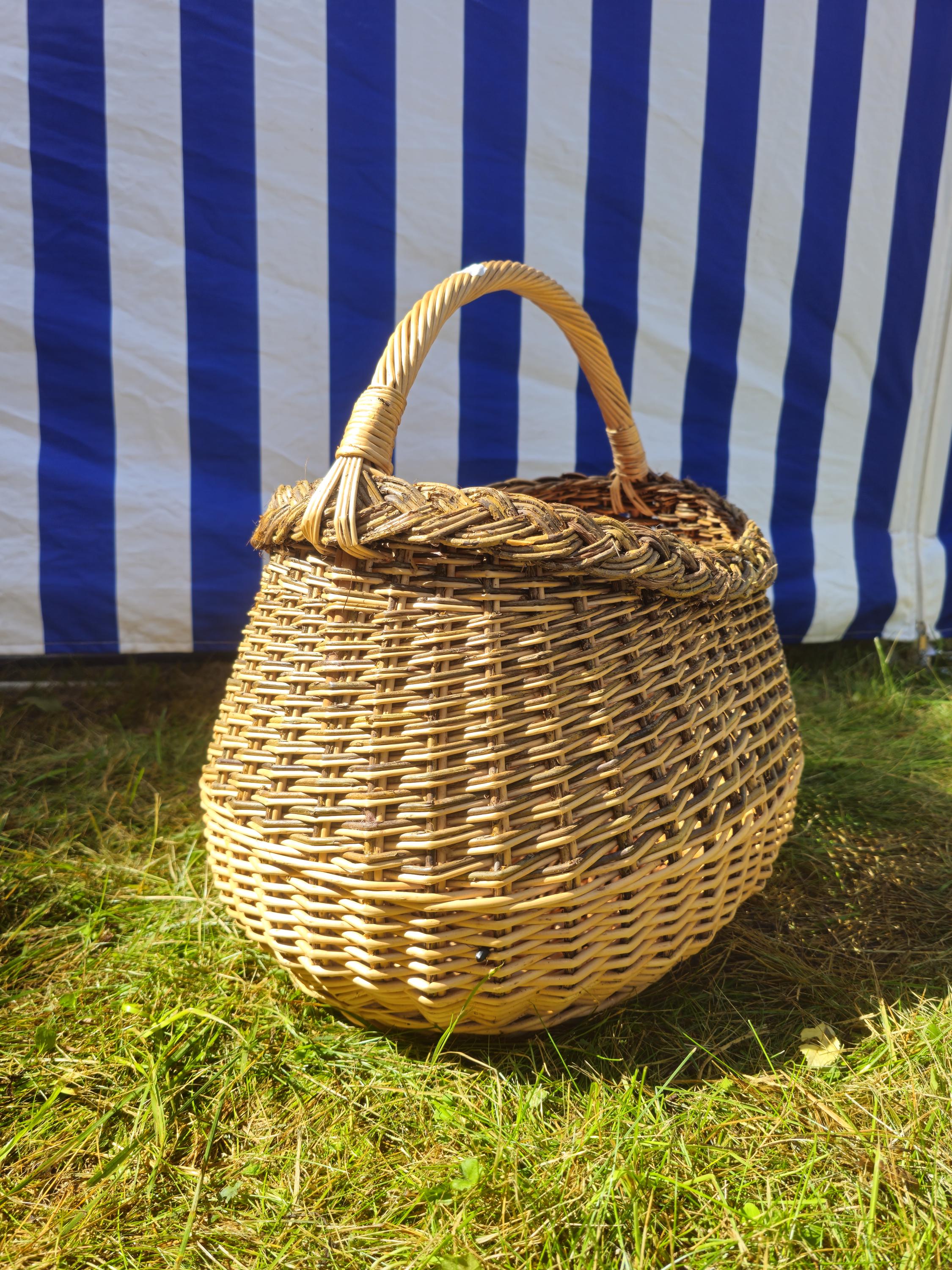 Wicker Mushroom Basket with Braided Rim