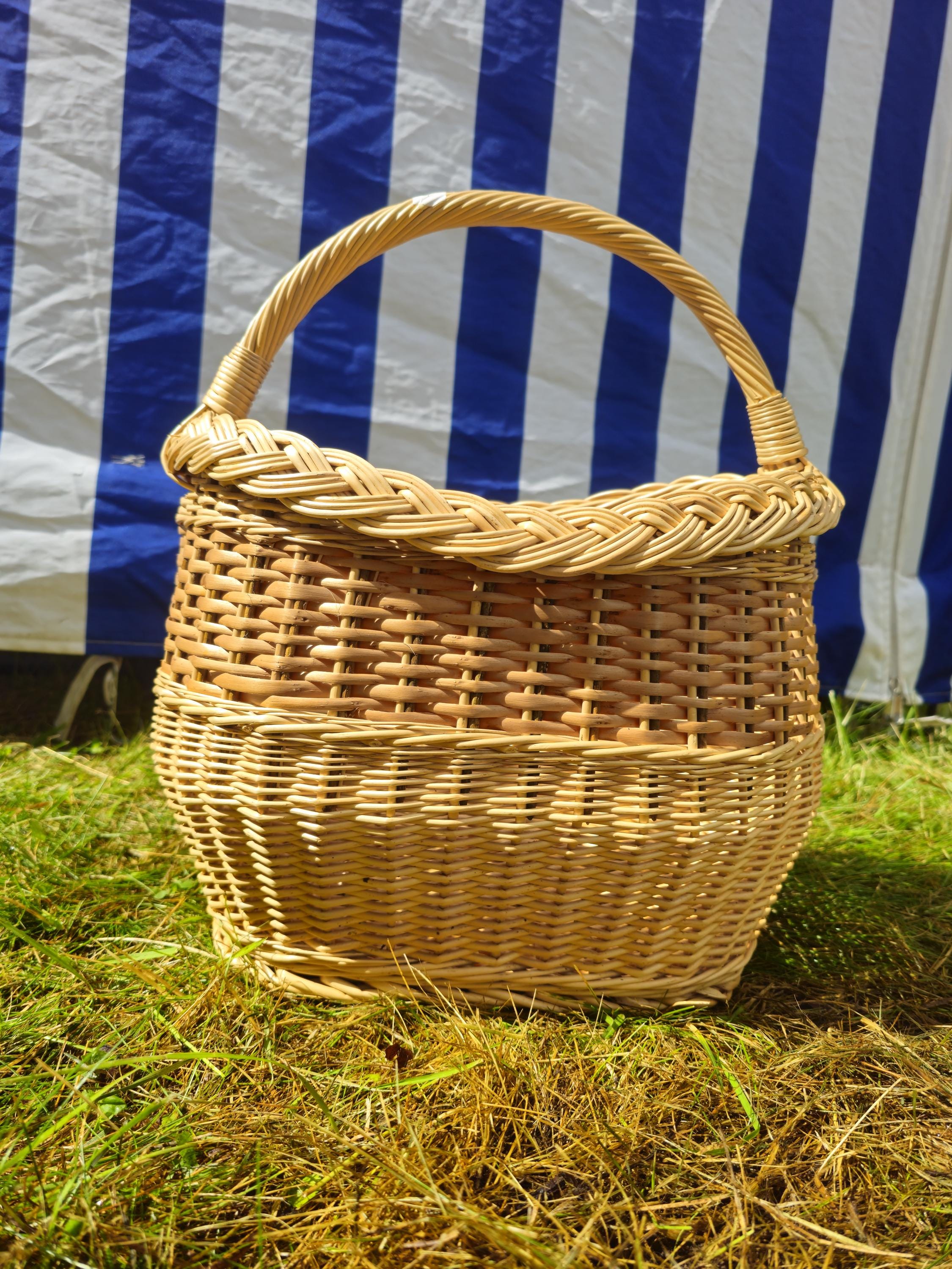 Wicker Basket with Braided Rim
