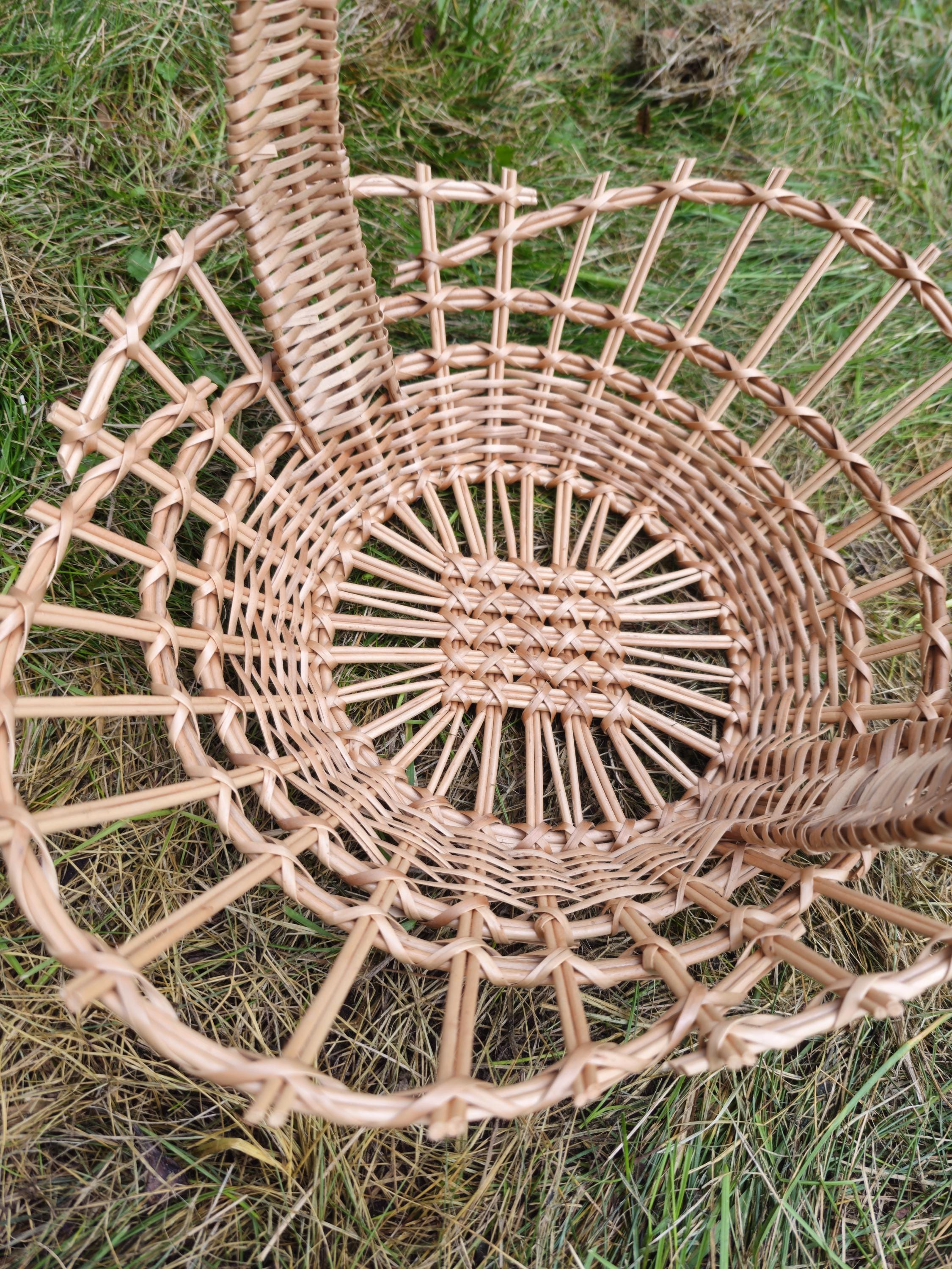 Shallow Wicker Display Basket with Arched Handle