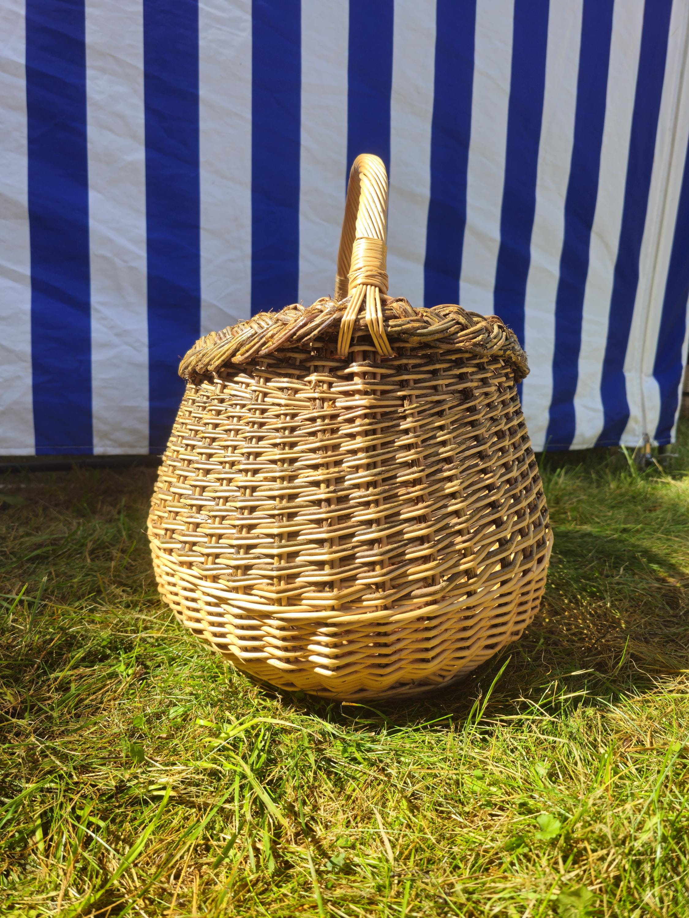 Wicker Mushroom Basket with Braided Rim