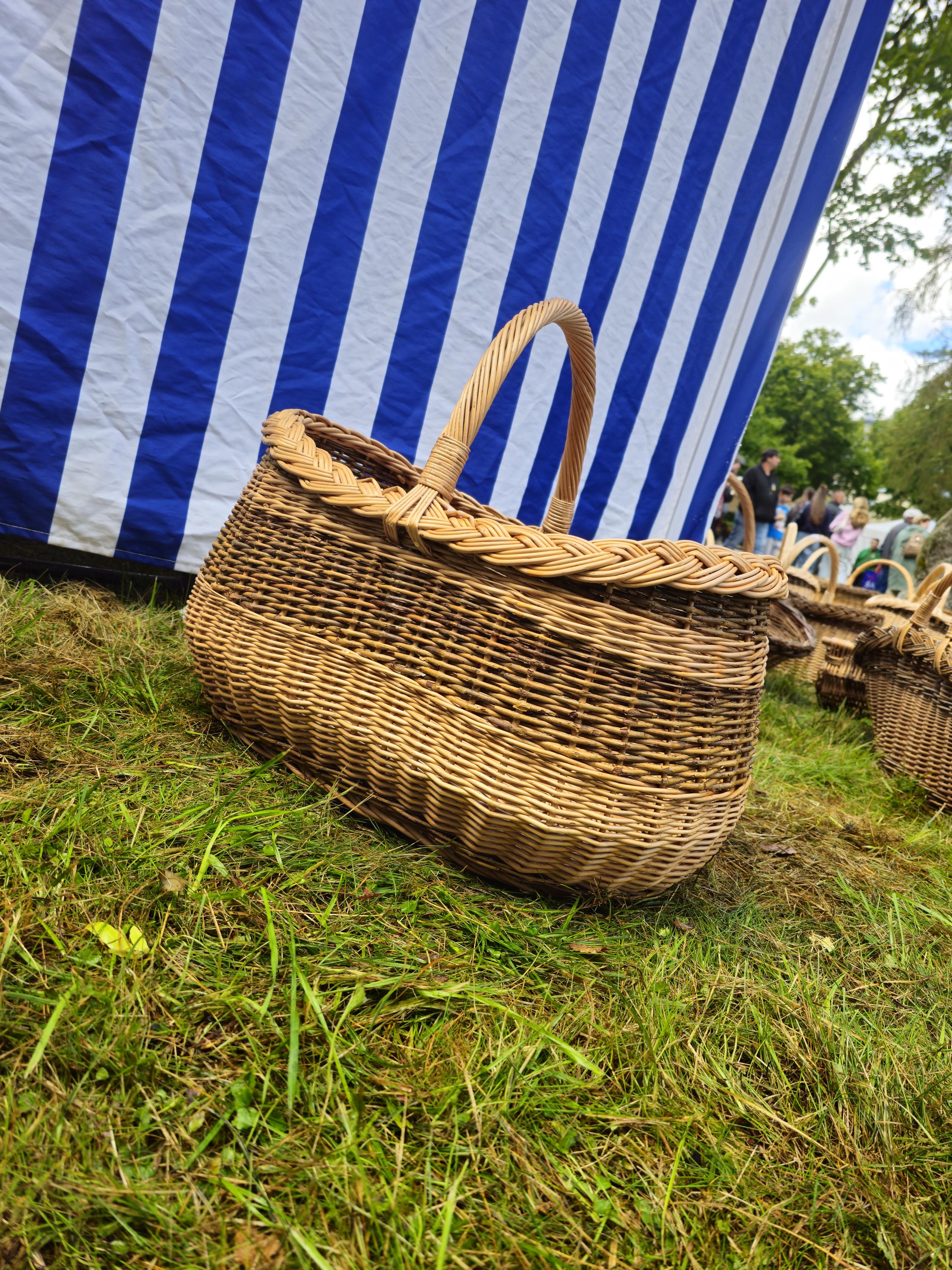 Braided Rim Large Wicker Gathering Basket