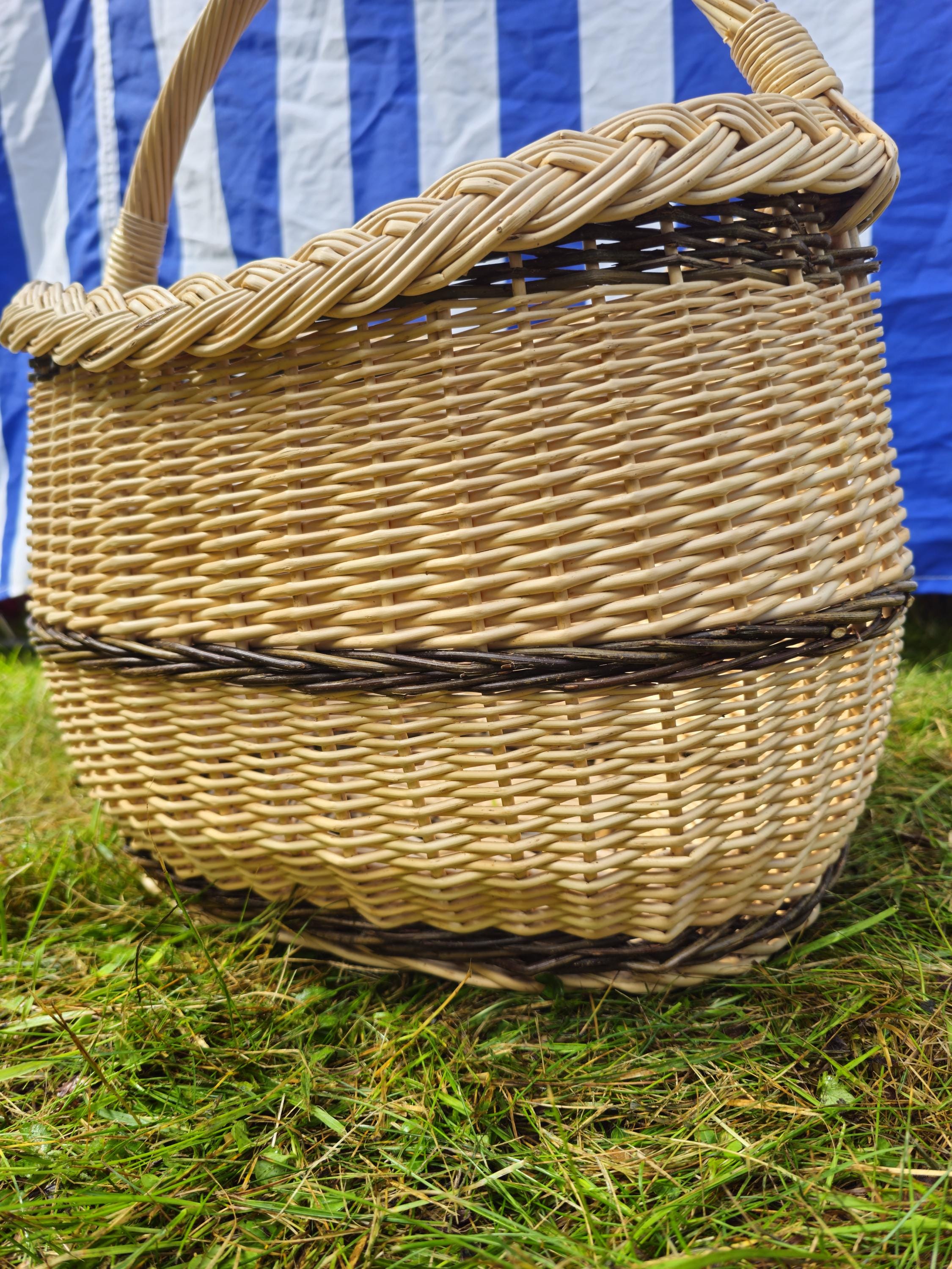 Long Willow Basket with Braided Rim