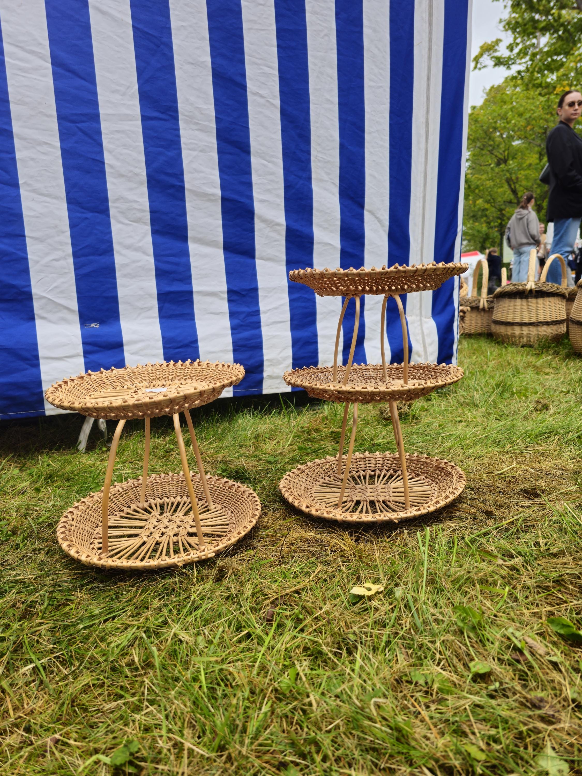 Handwoven Three-Tier Display Stand